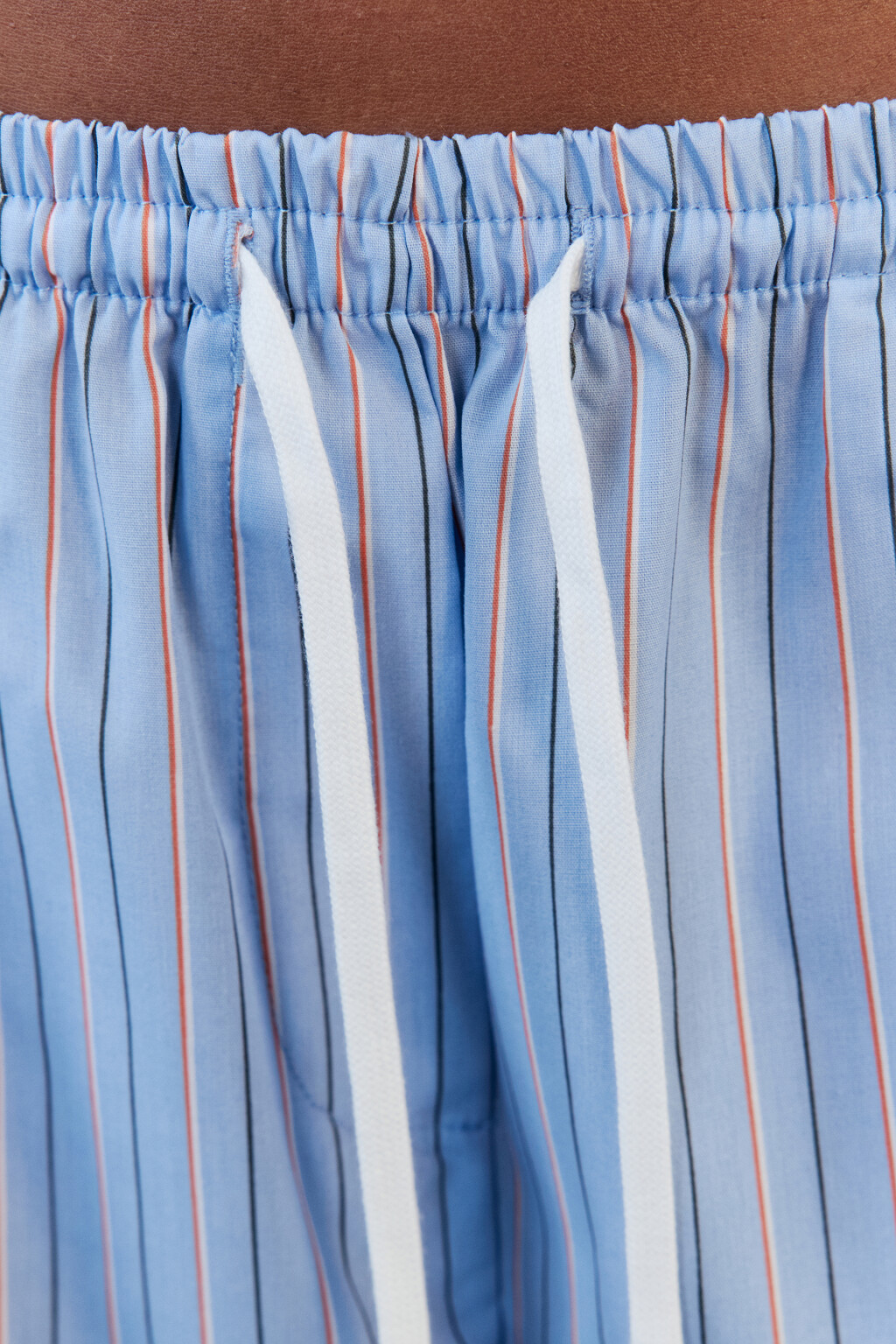 Брюки широкие в полоску в пижамном стиле - цвет голубой - 6