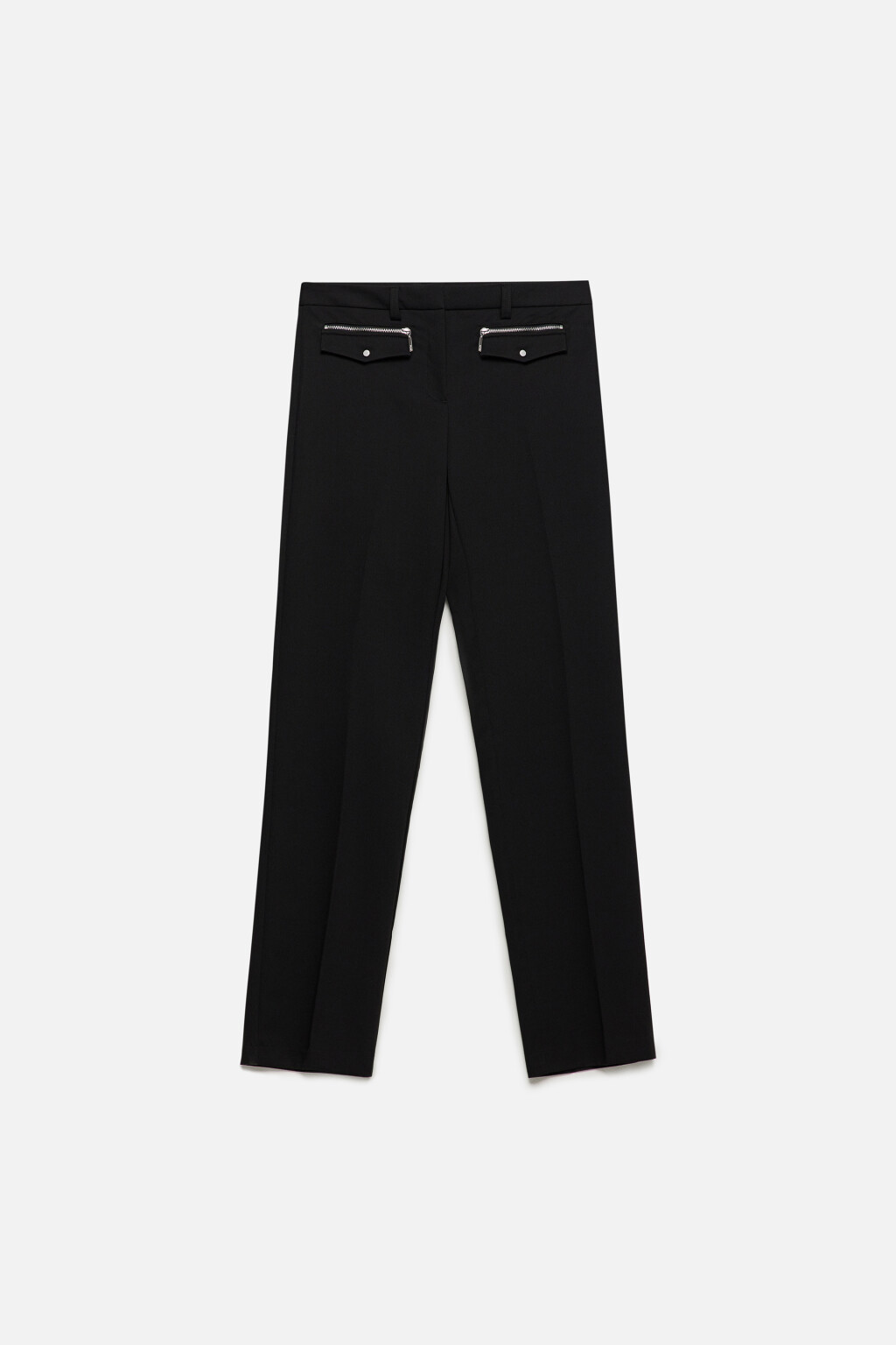 Брюки прямые костюмные с низкой посадкой - цвет черный - 8