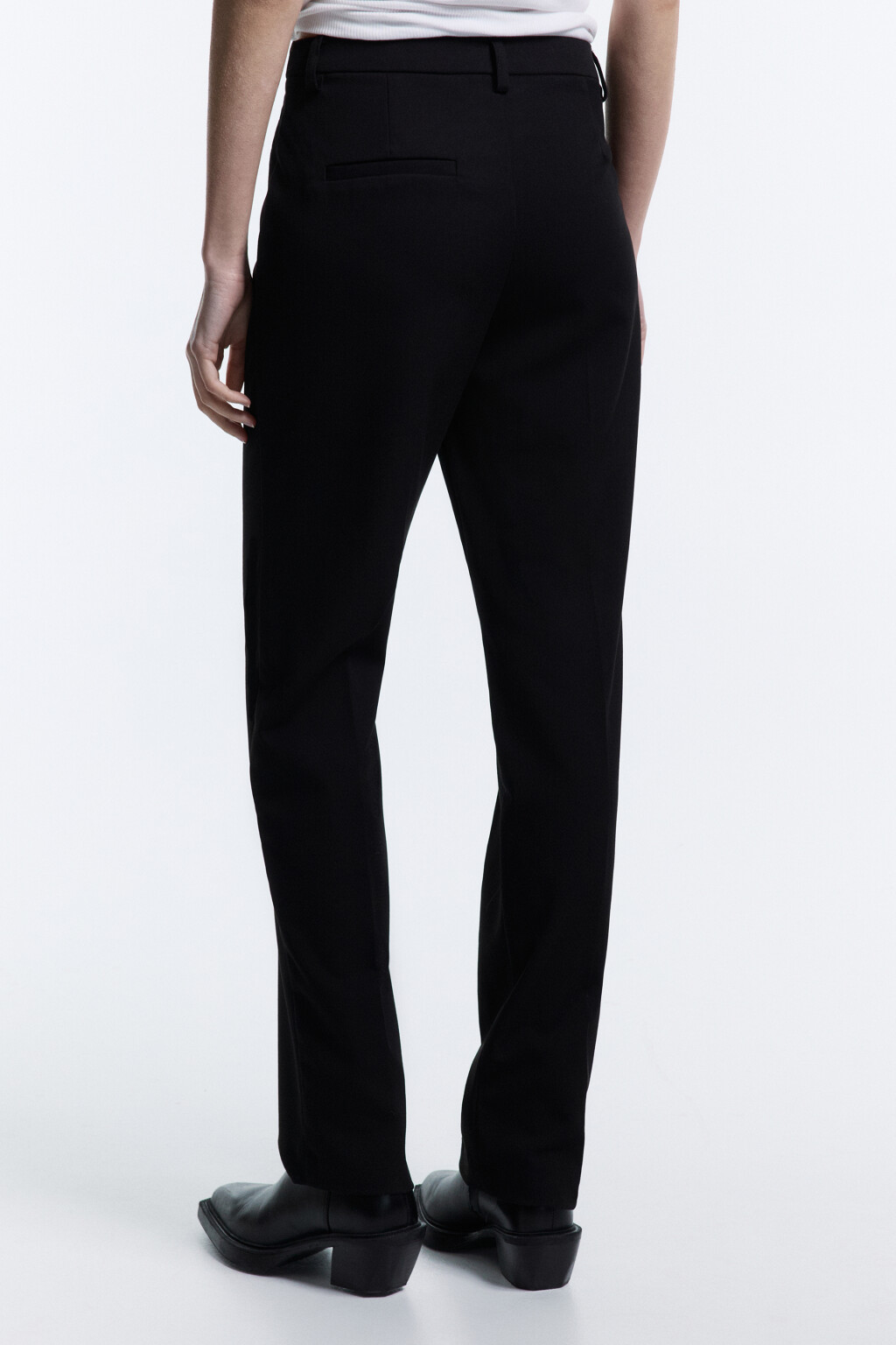 Брюки прямые костюмные с низкой посадкой - цвет черный - 4