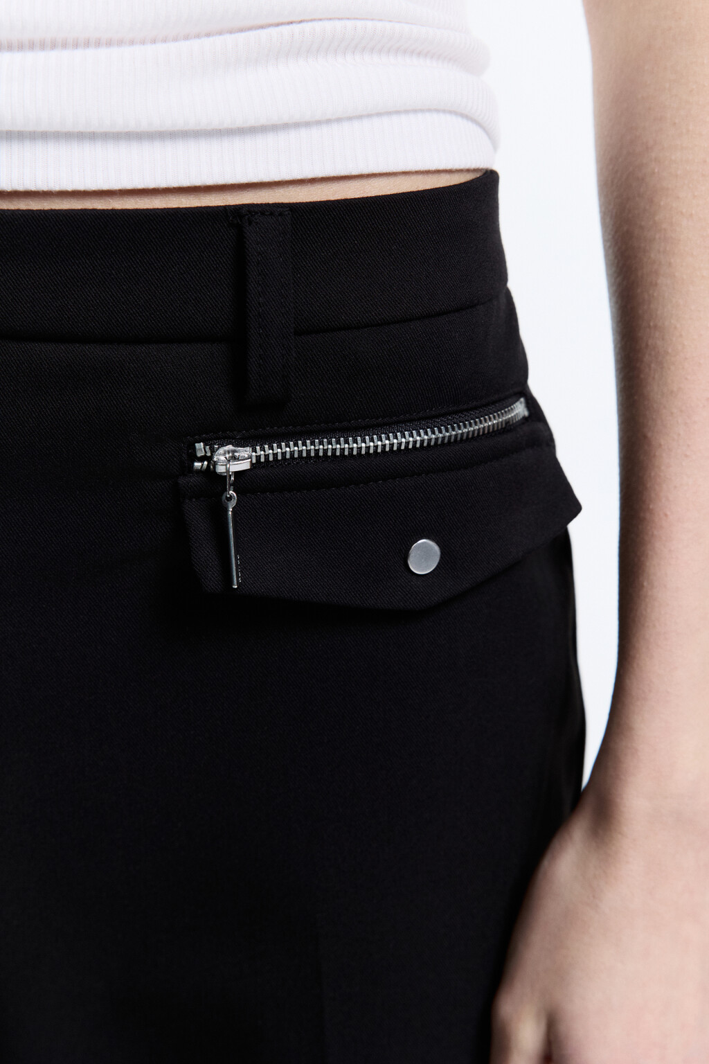Брюки прямые костюмные с низкой посадкой - цвет черный - 6