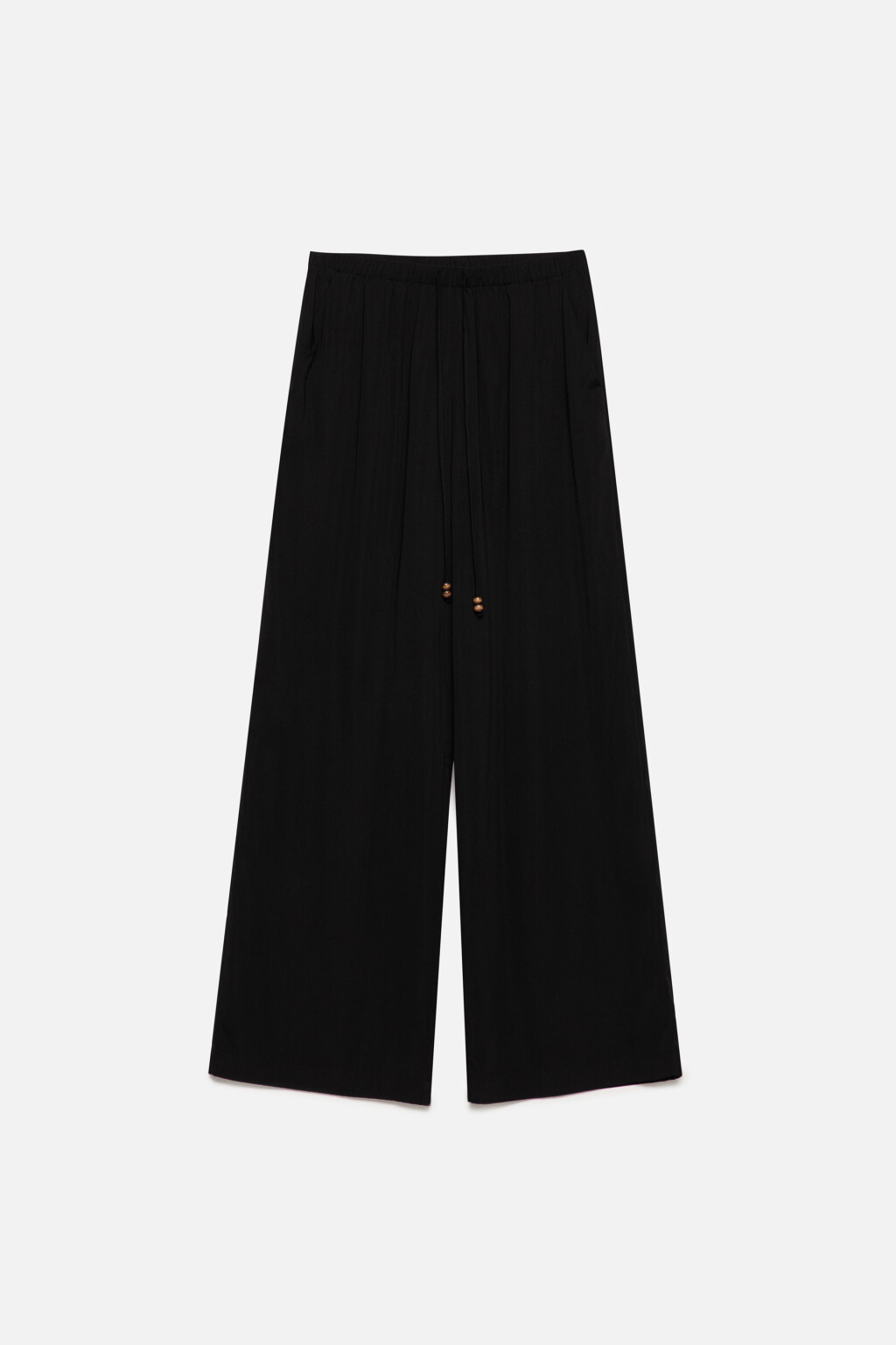 Брюки-палаццо широкие с завязками на поясе - цвет черный - 8