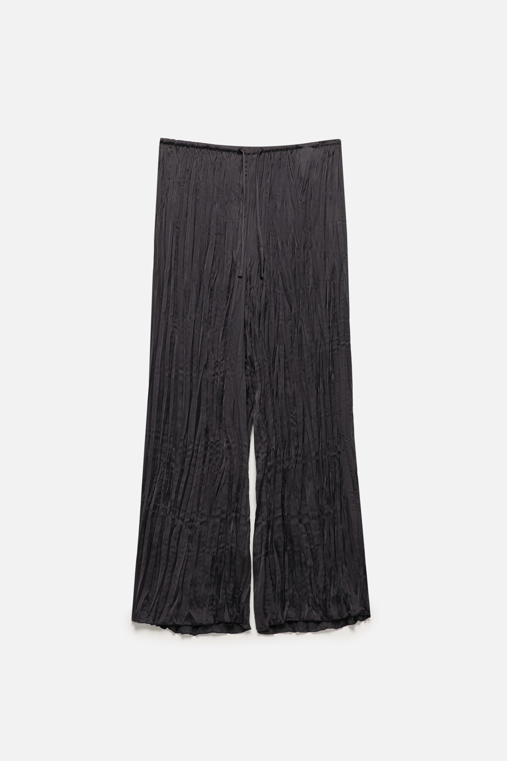 Брюки прямые из жатой атласной ткани - цвет серый - 8