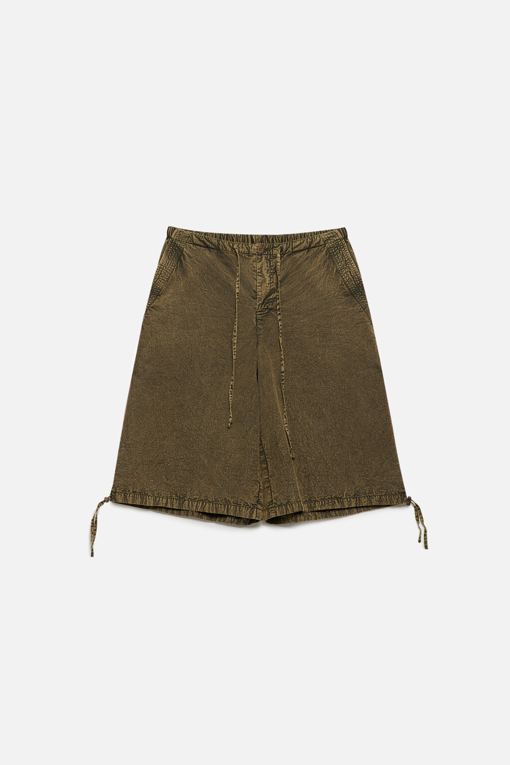 Шорты-бриджи с вареным эффектом - цвет зеленый - 8