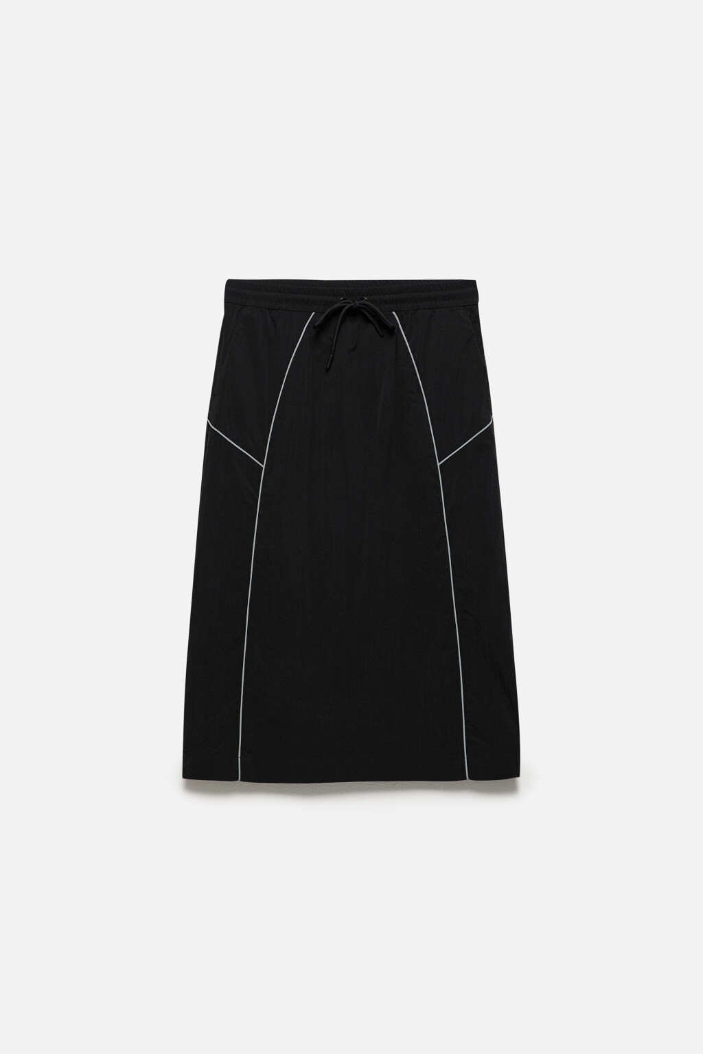 Юбка-трапеция миди с лампасами - цвет черный - 10