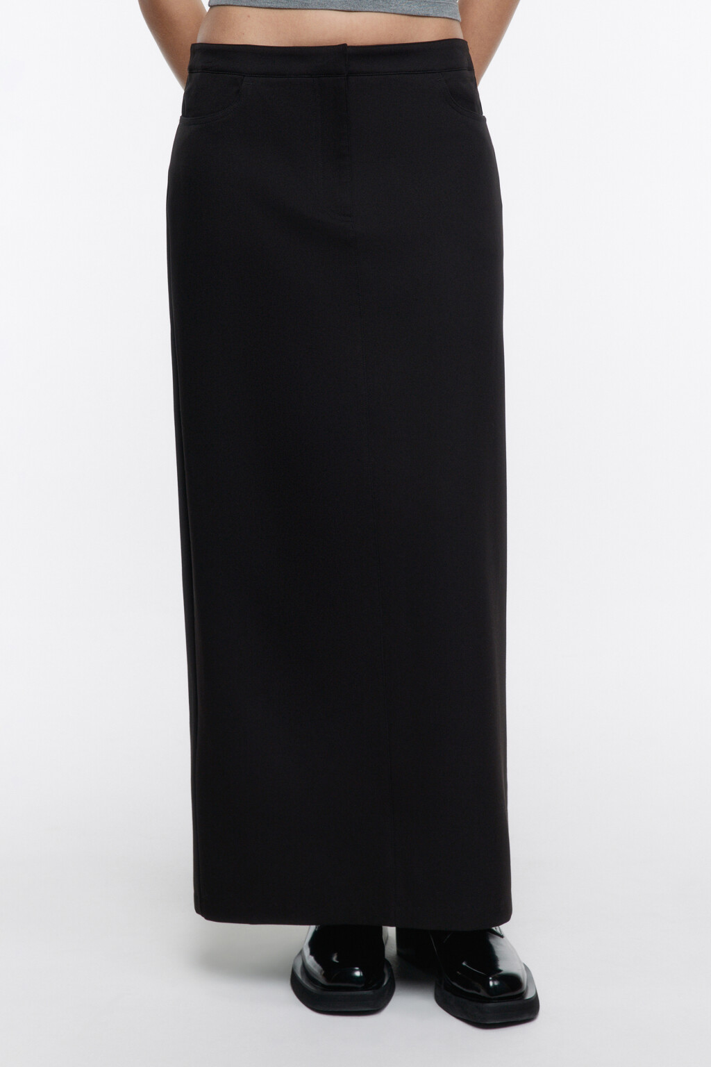 Юбка макси прямая костюмная - цвет черный - 3