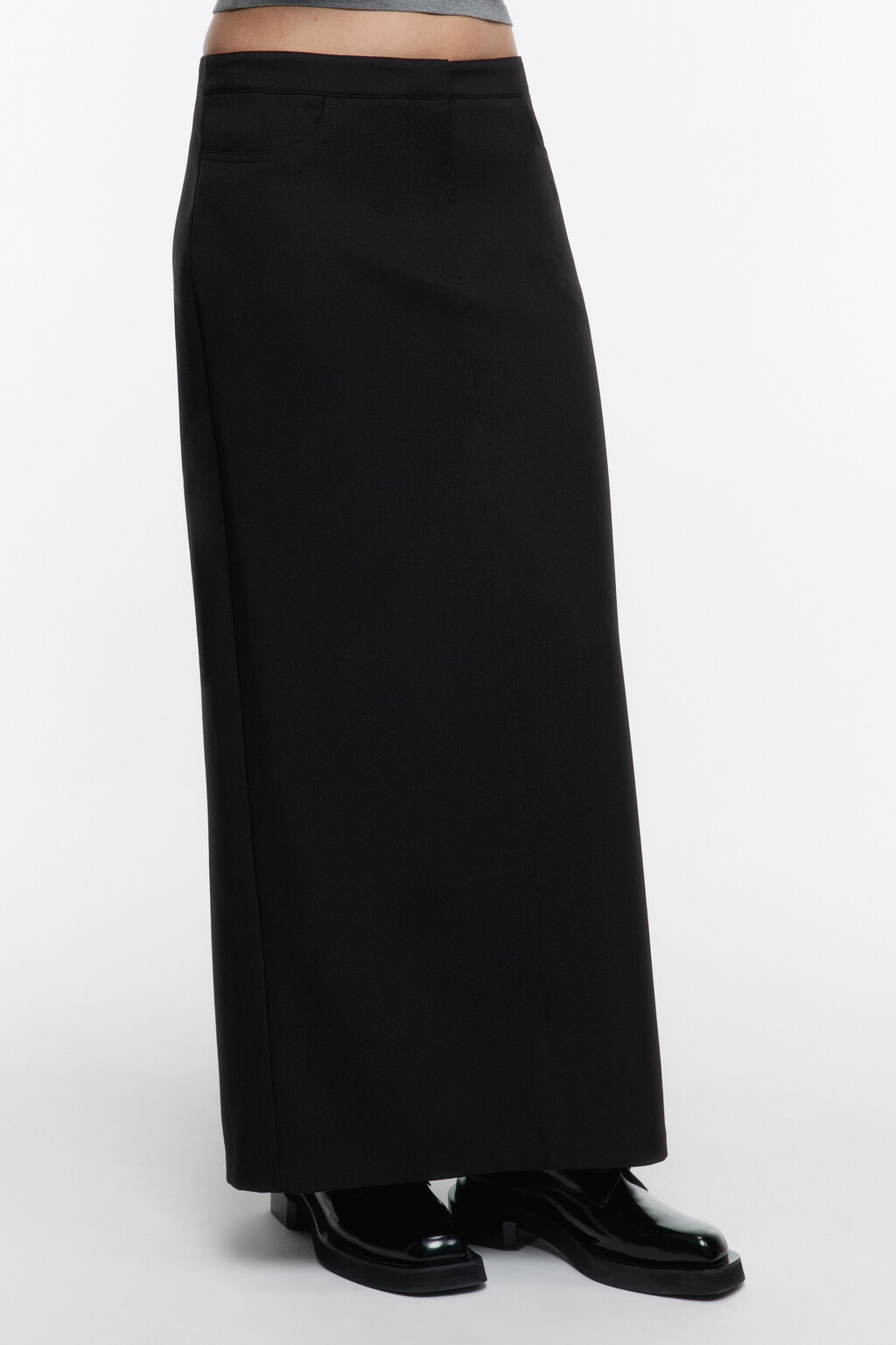Юбка макси прямая костюмная - цвет черный - 4