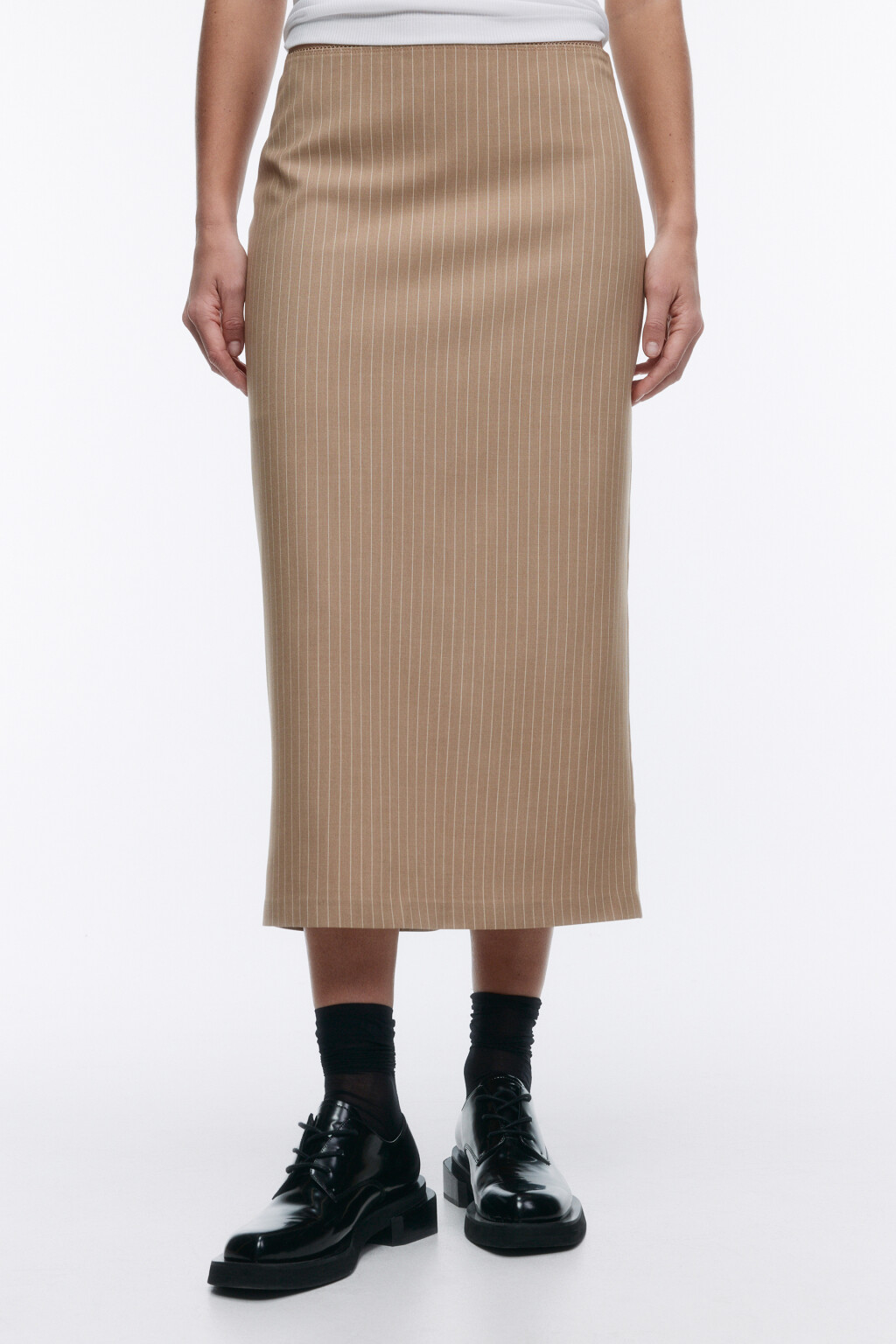 Юбка миди прямая костюмная - цвет бежевый - 2