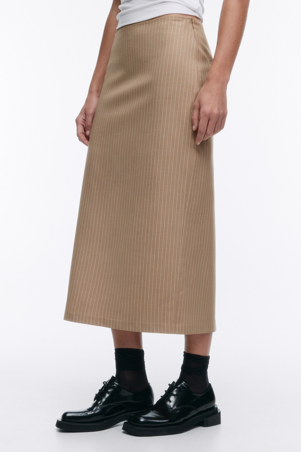 Юбка миди прямая костюмная - цвет бежевый - 3