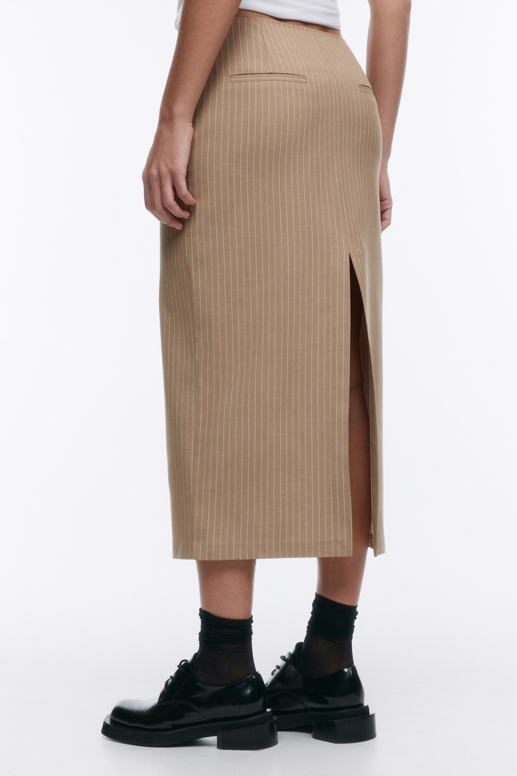 Юбка миди прямая костюмная - цвет бежевый - 4