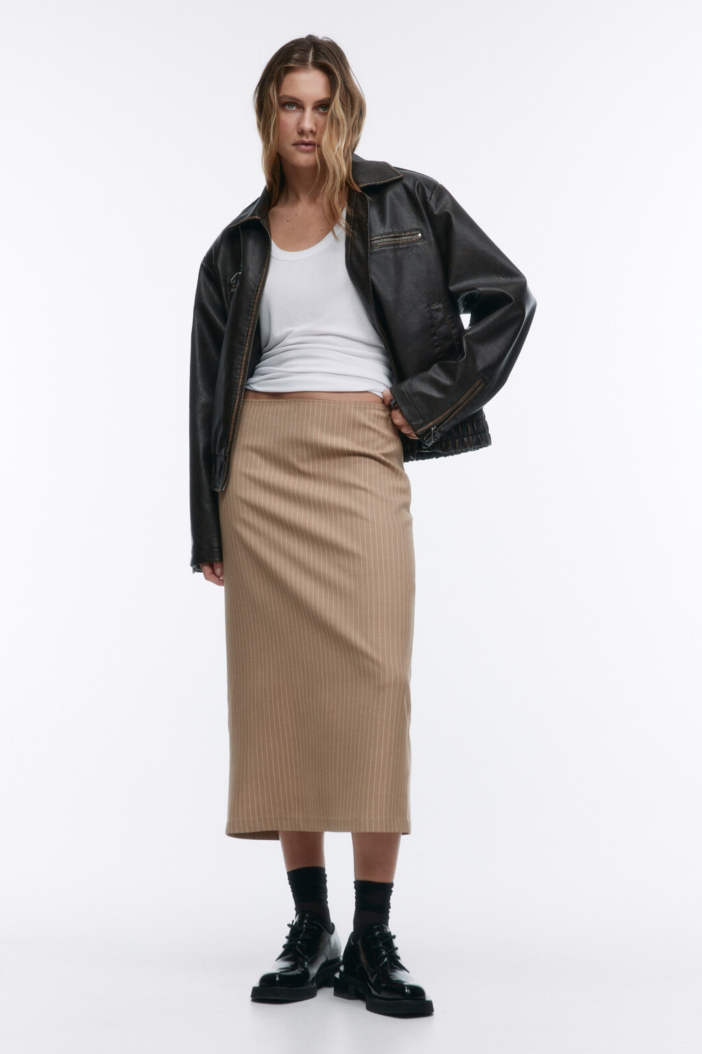 Юбка миди прямая костюмная - цвет бежевый - 5