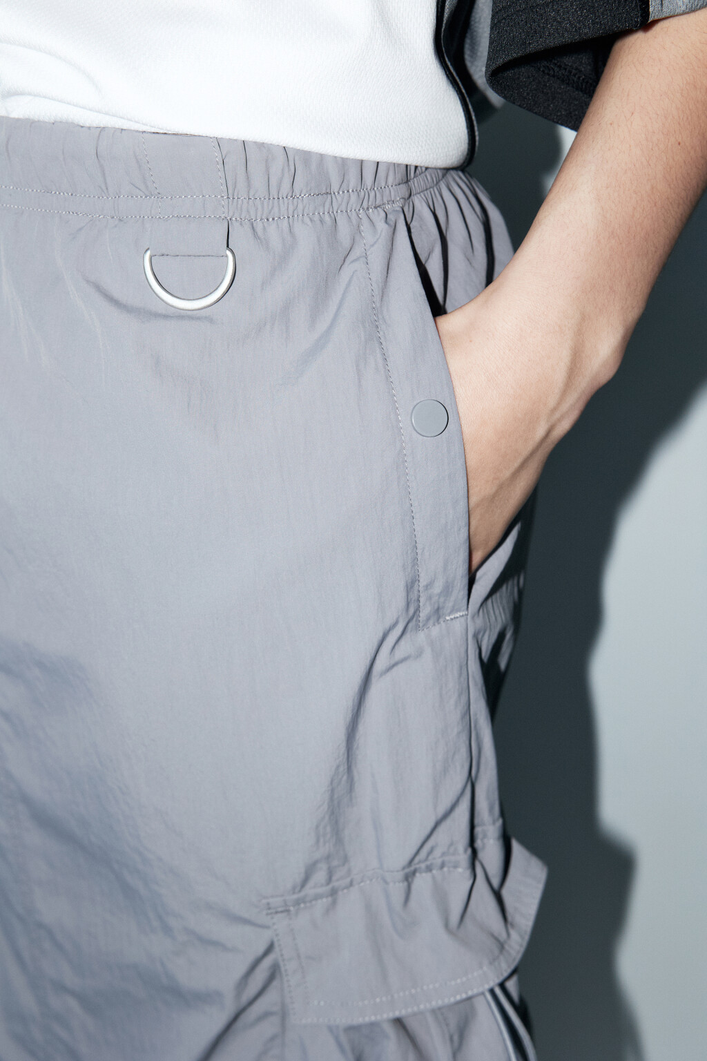 Юбка-парашют макси с карманами карго - цвет серый - 7