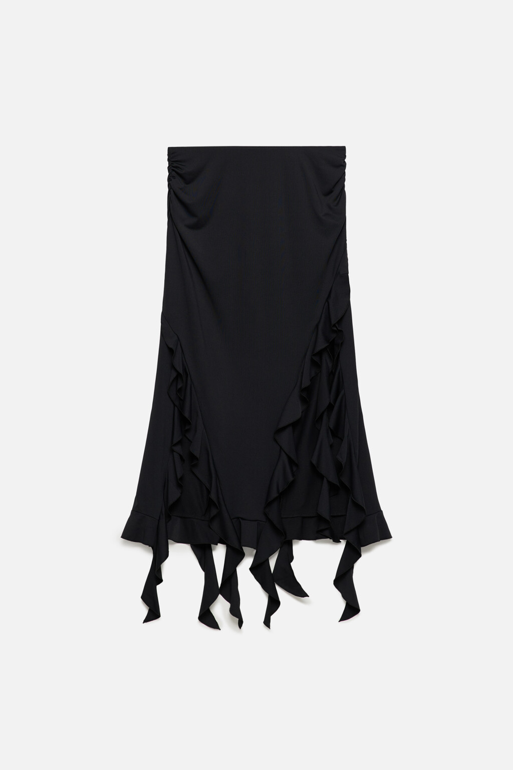 Юбка миди с асимметричными воланами - цвет черный - 10
