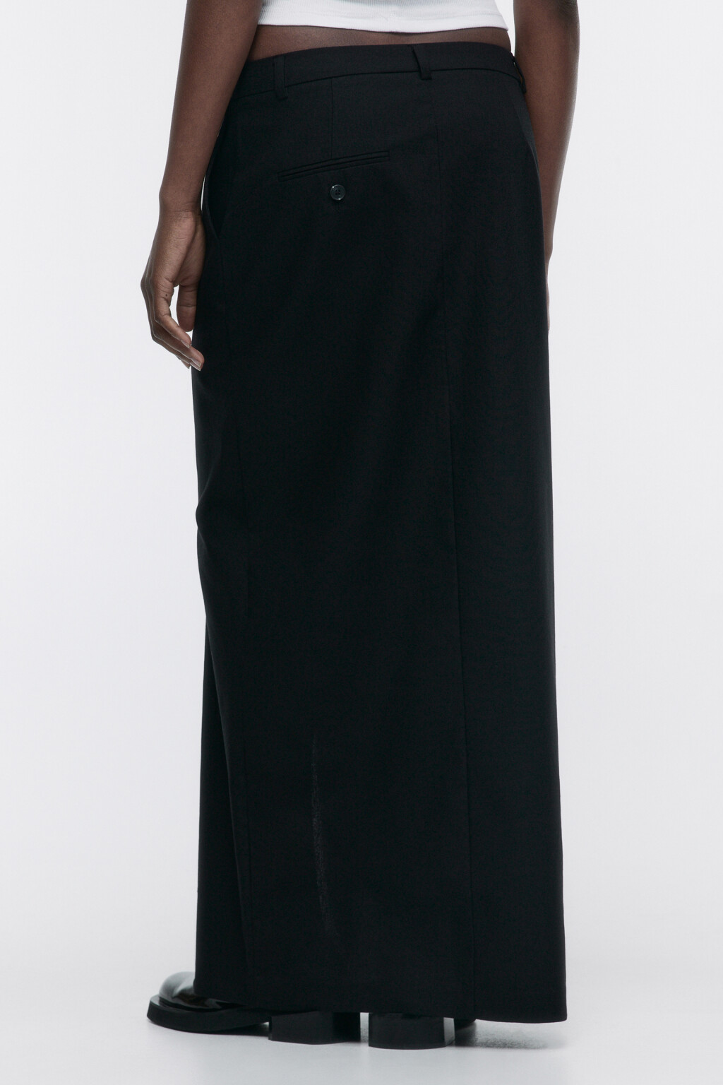 Юбка макси прямая из льняной ткани - цвет черный - 4