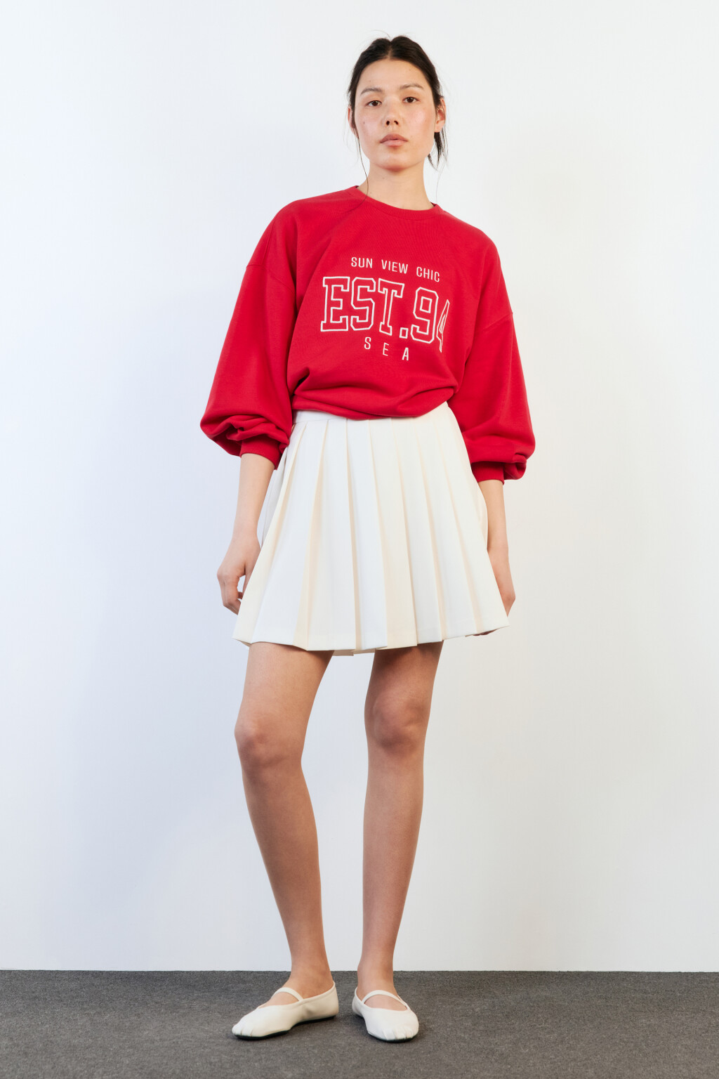 Юбка мини плиссированная с высокой посадкой - цвет белый - 5