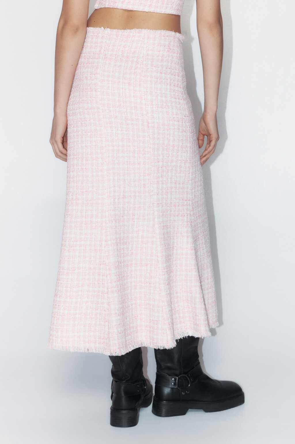 Юбка-годе миди твидовая - цвет розовый - 5
