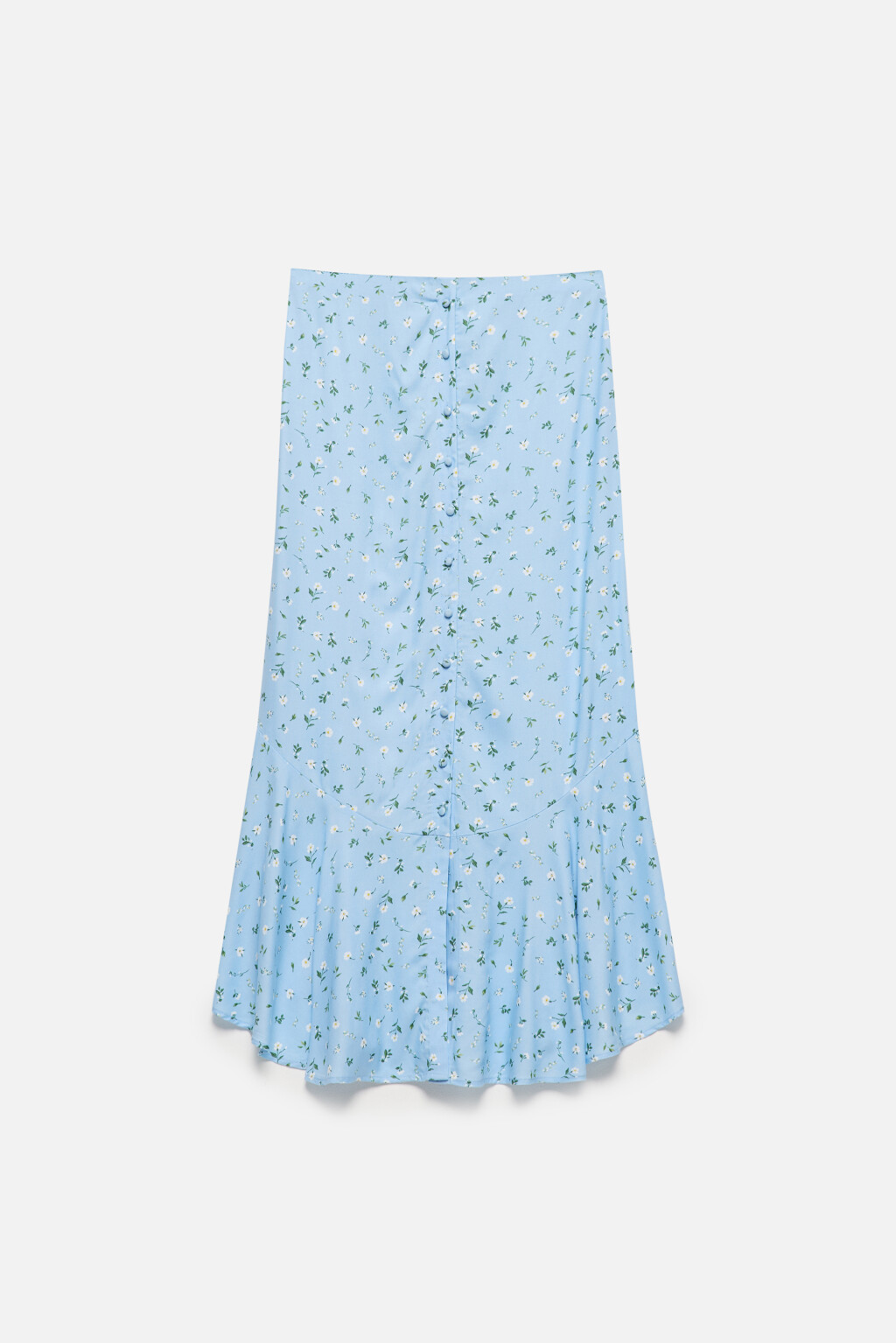 Юбка миди вискозная с пуговицами и воланами - цвет голубой - 8