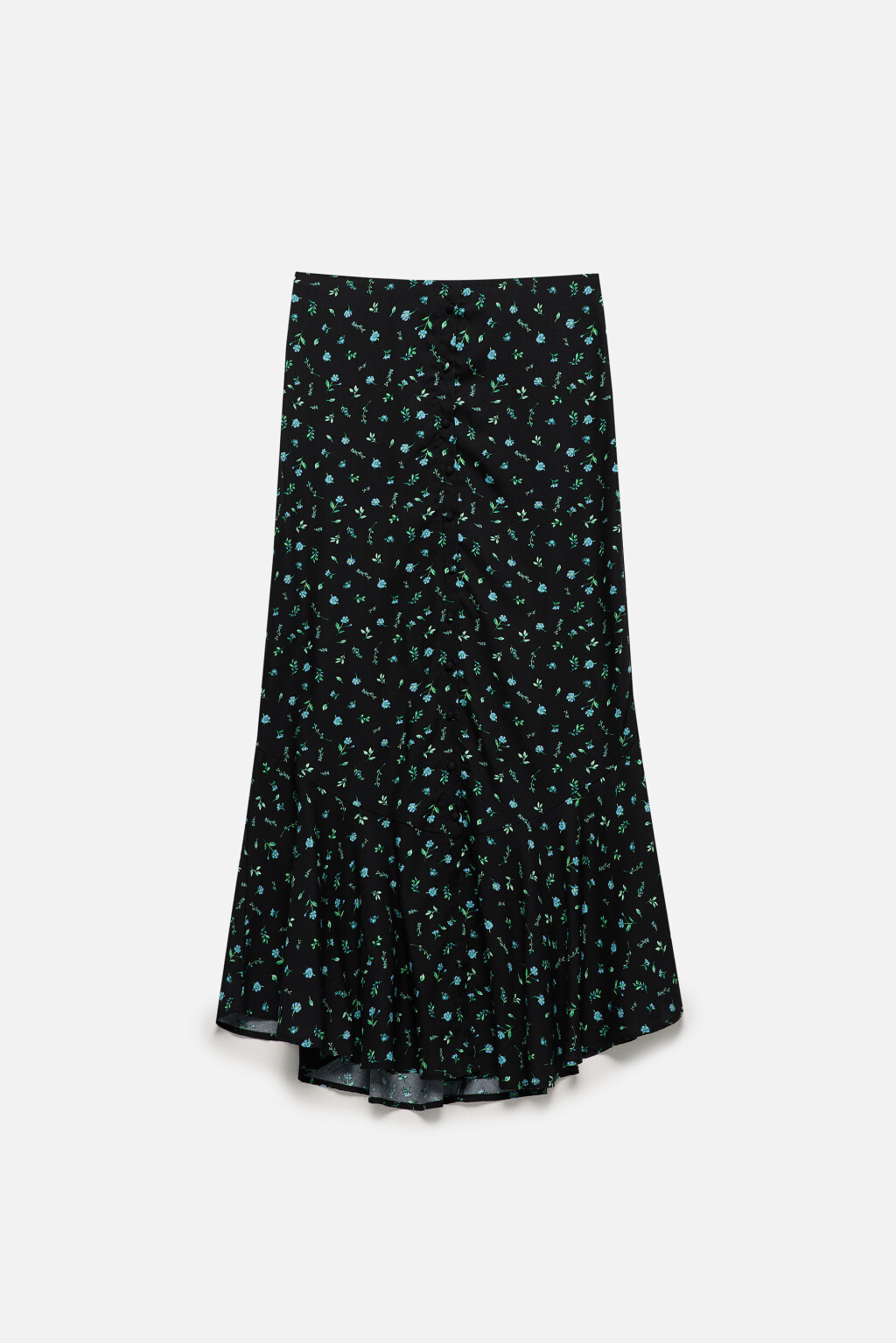 Юбка миди вискозная с пуговицами и воланами - цвет черный - 7