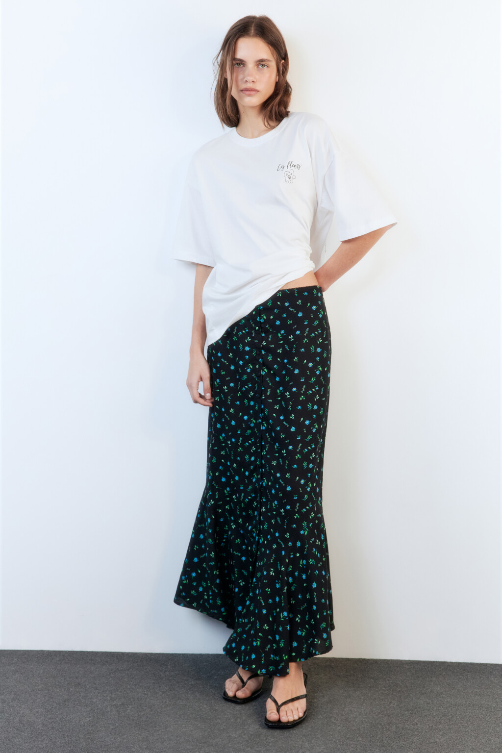 Юбка миди вискозная с пуговицами и воланами - цвет черный - 5