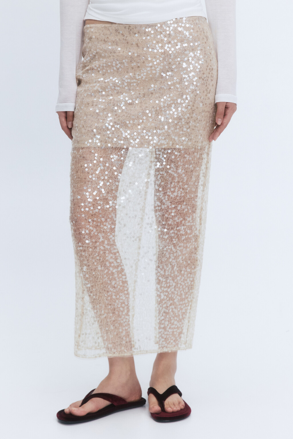 Юбка миди с короткой подкладкой и пайетками - цвет мультиколор - 4