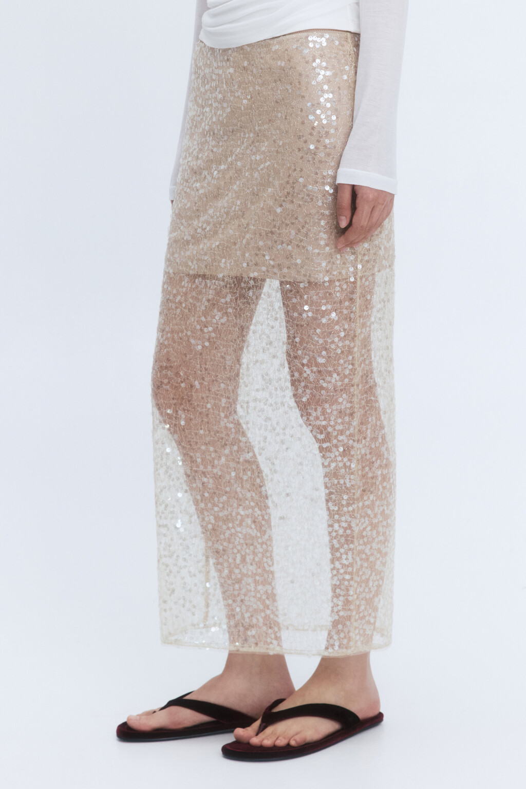 Юбка миди с короткой подкладкой и пайетками - цвет мультиколор - 5