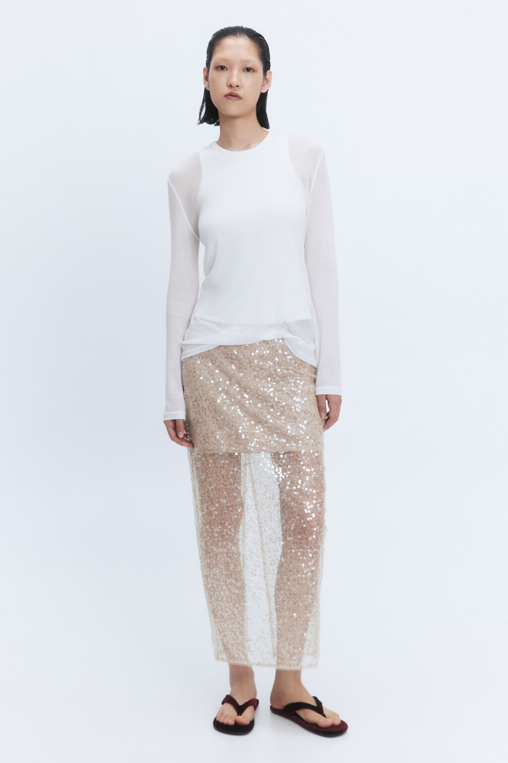 Юбка миди с короткой подкладкой и пайетками - цвет мультиколор - 7