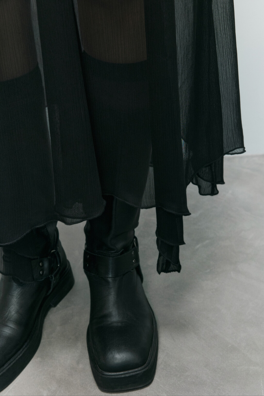 Юбка макси шифоновая с асимметричным низом - цвет черный - 7