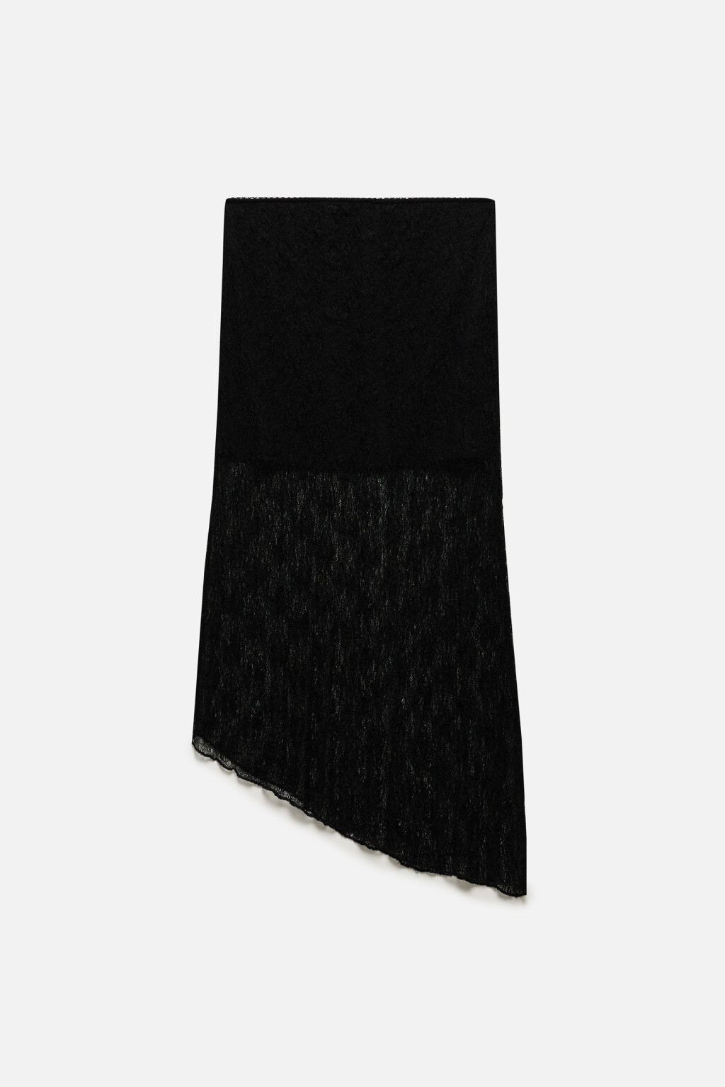 Юбка миди кружевная с асимметричным низом - цвет черный - 8