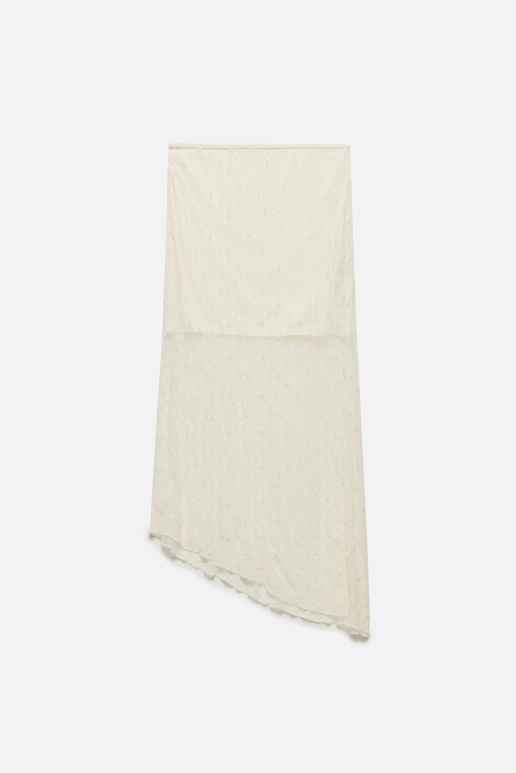 Юбка миди кружевная с асимметричным низом - цвет бежевый - 8