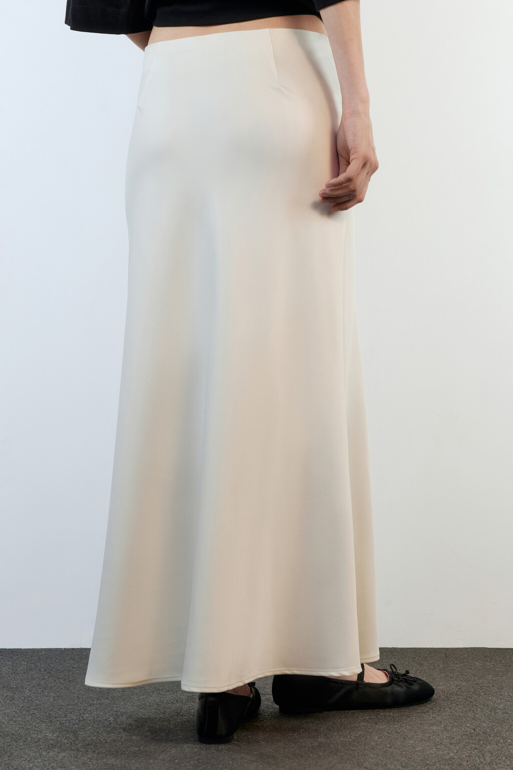Юбка-годе макси атласная - цвет белый - 4
