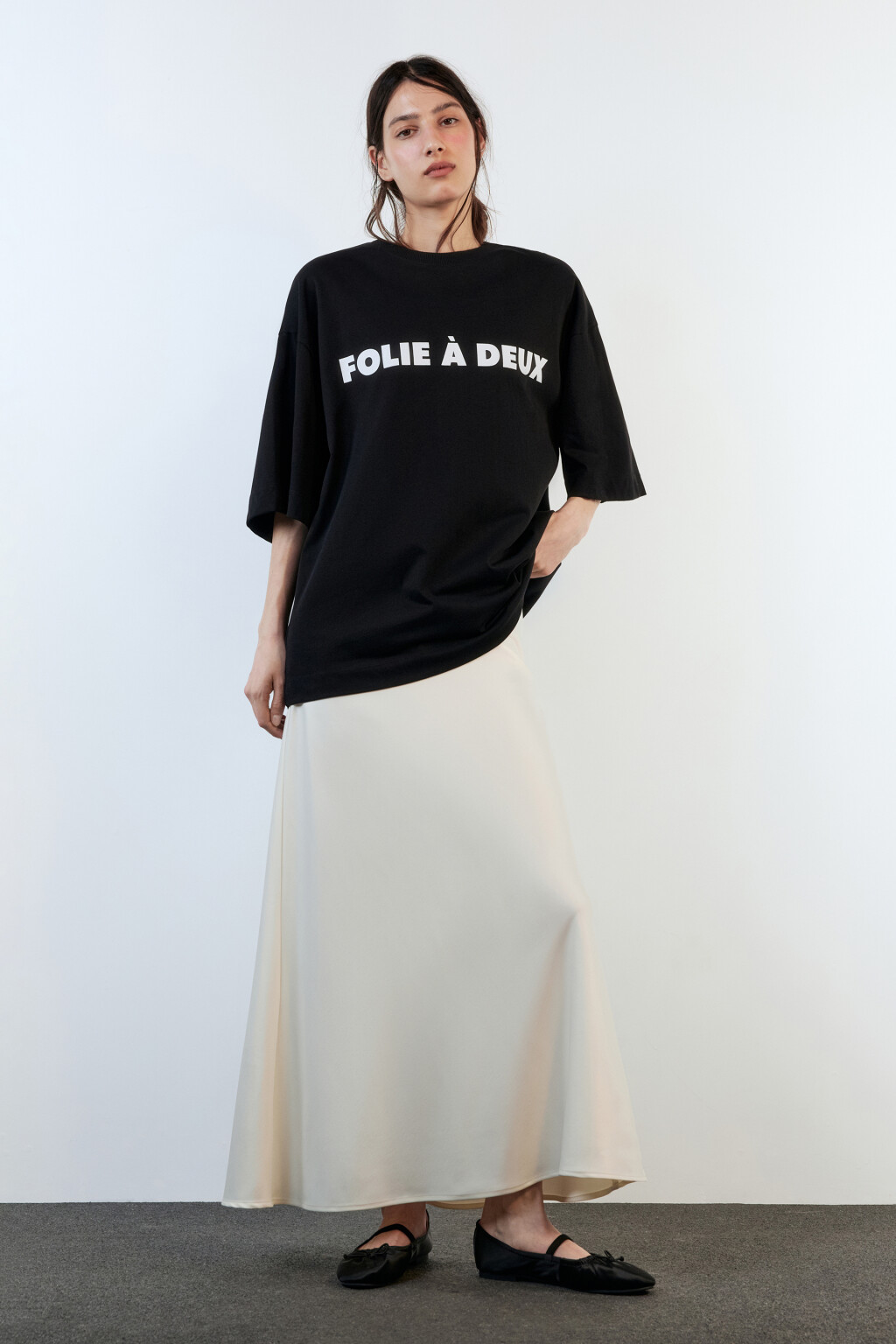 Юбка-годе макси атласная - цвет белый - 5