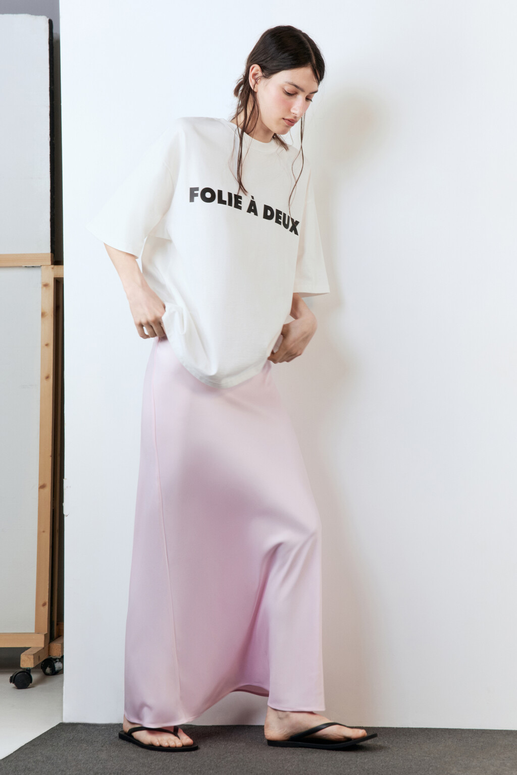 Юбка-годе макси атласная - цвет розовый - 2