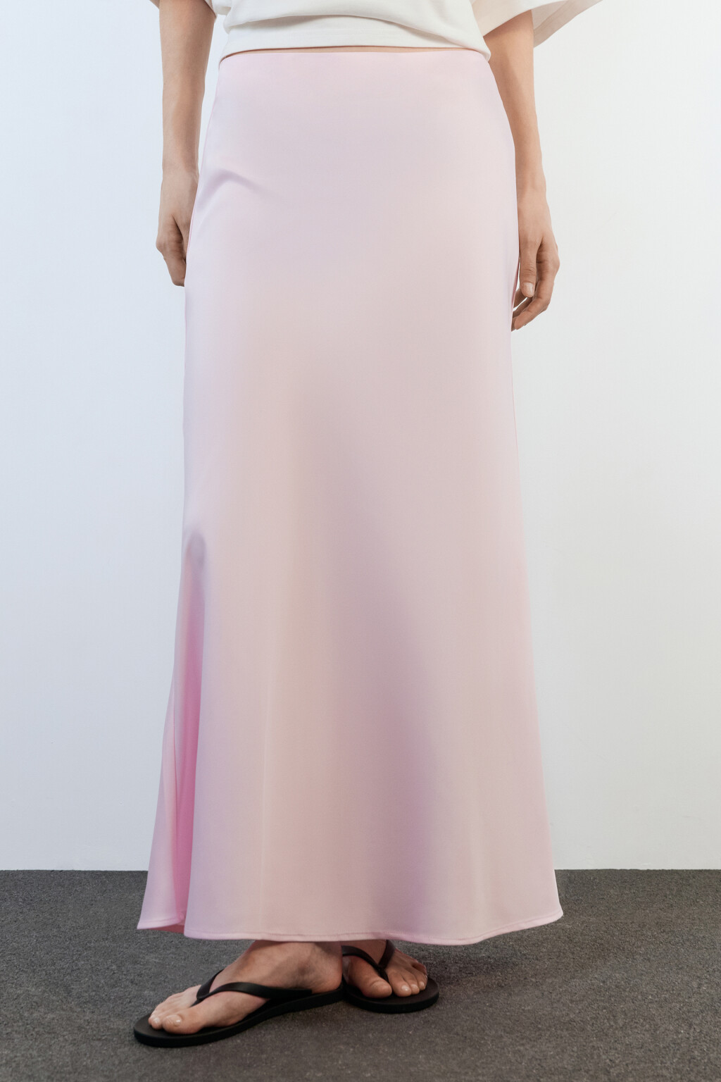 Юбка-годе макси атласная - цвет розовый - 3