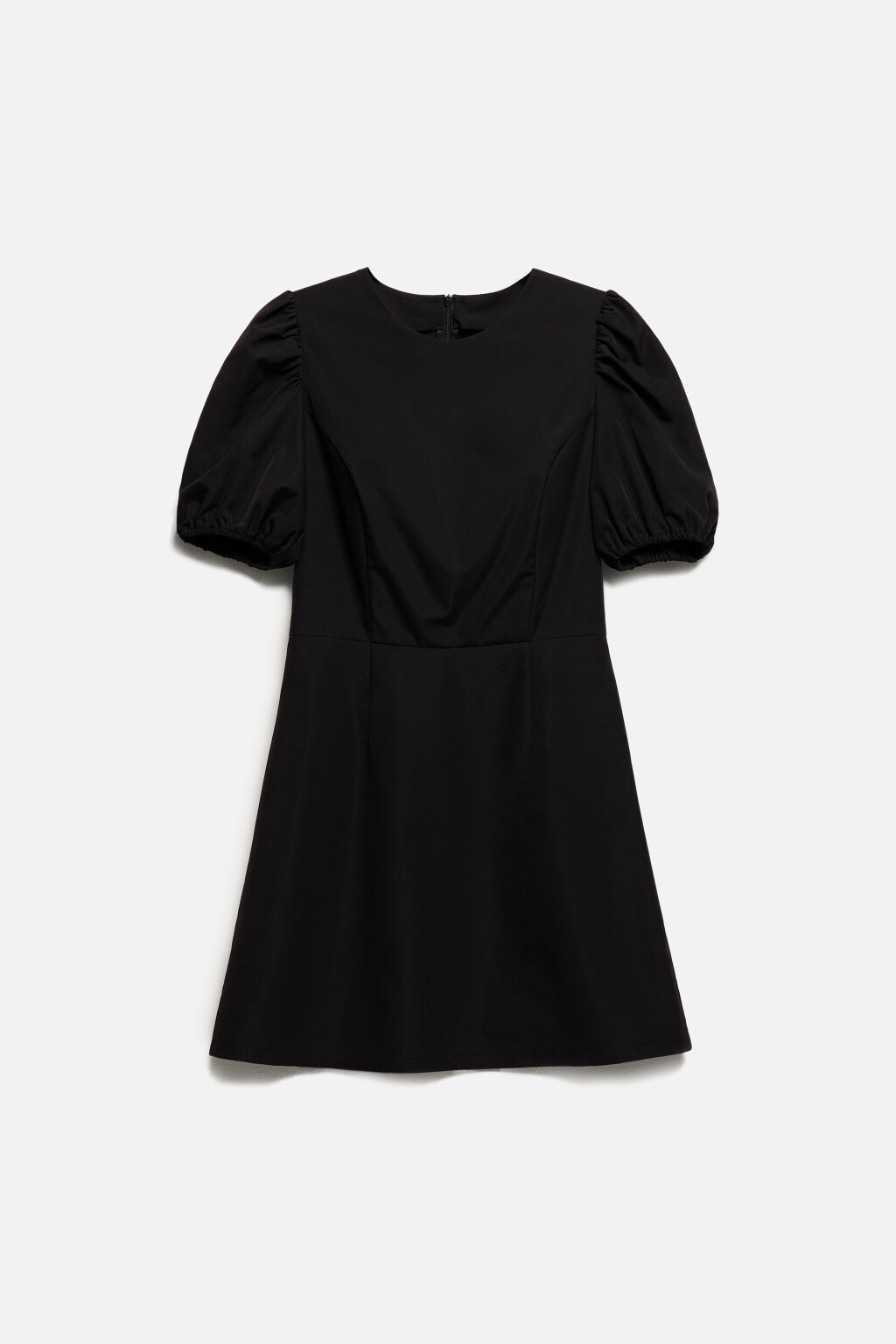 Платье мини с рукавами-фонариками - цвет черный - 8
