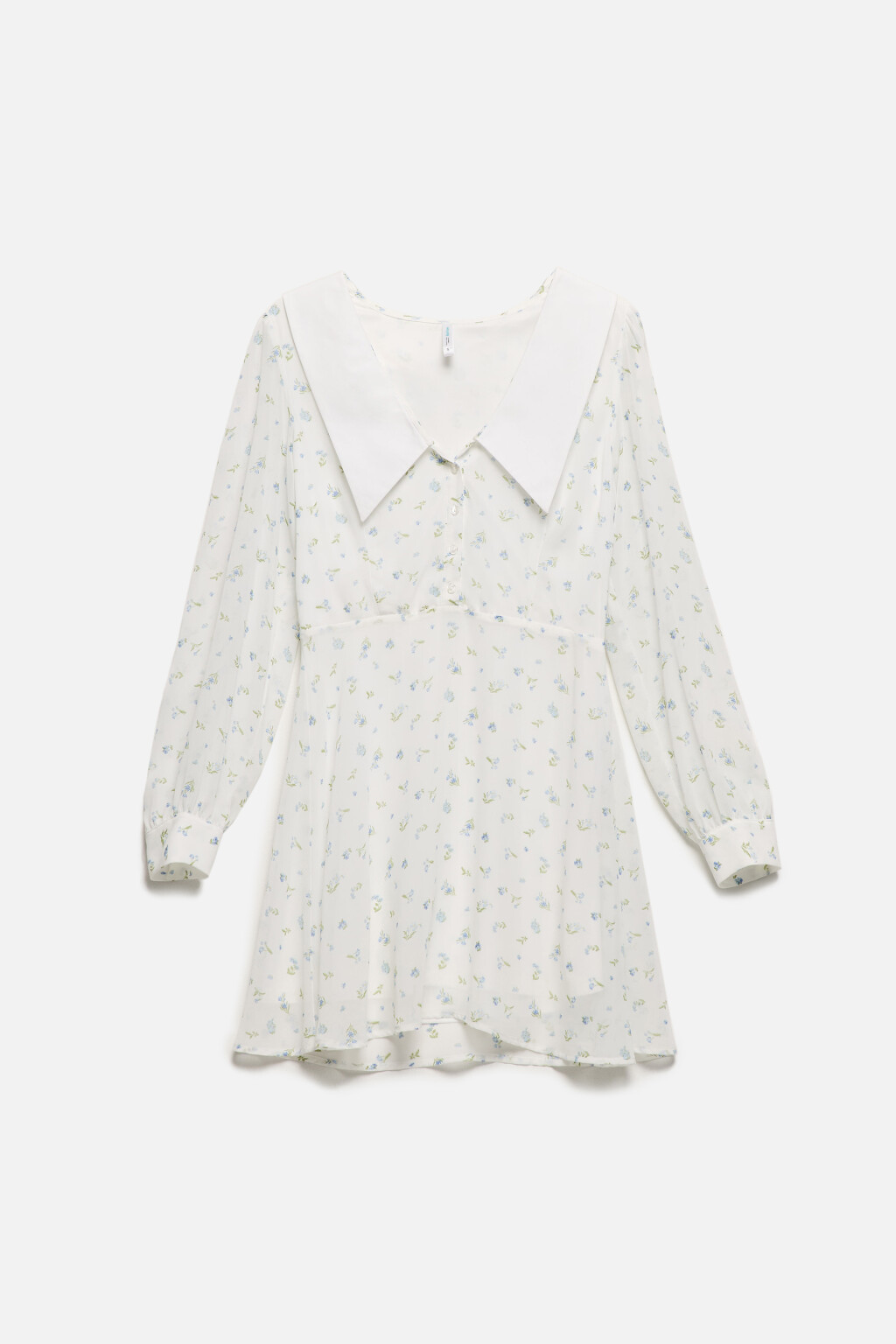 Платье шифоновое с белым воротничком - цвет голубой - 8