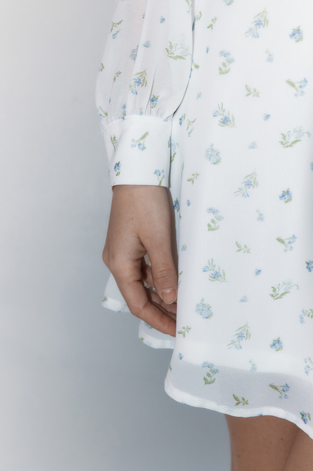 Платье шифоновое с белым воротничком - цвет голубой - 7