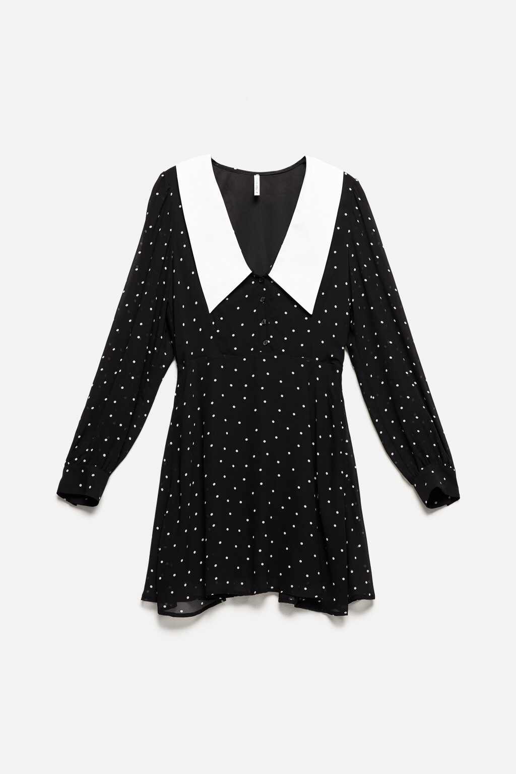 Платье шифоновое с белым воротничком - цвет черный - 9