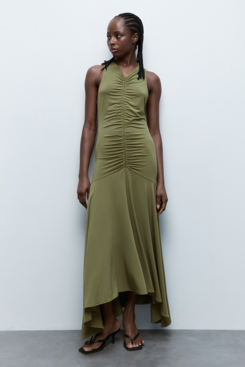 Платье макси облегающее с расклешенной юбкой - цвет зеленый - 2