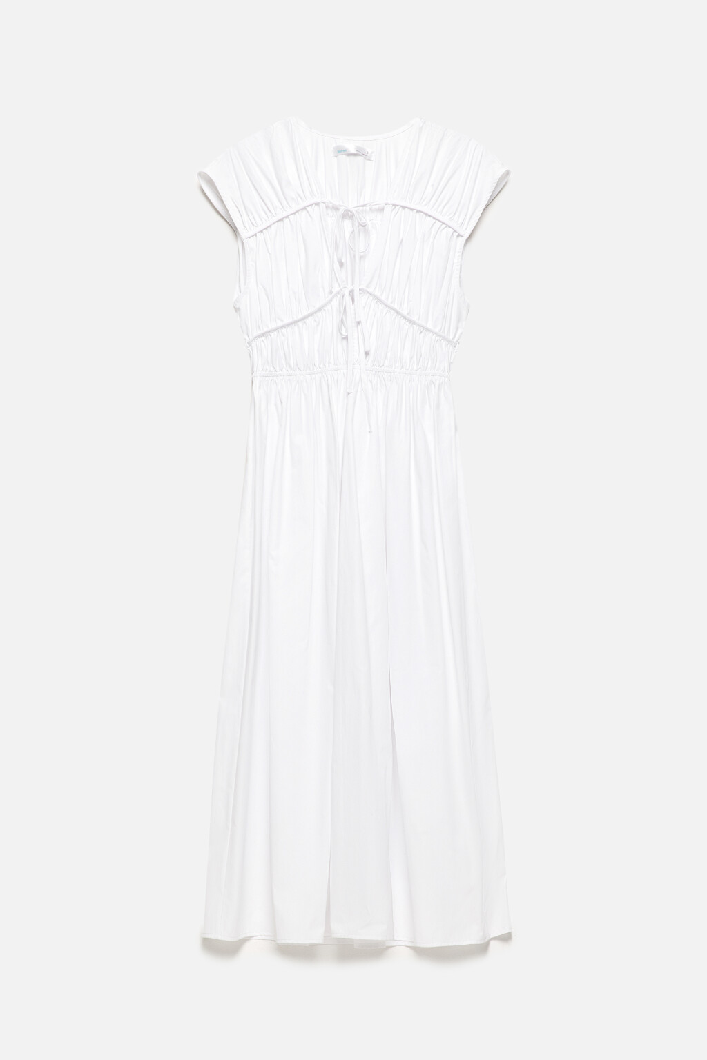 Платье-сарафан миди приталенное с завязками - цвет белый - 10