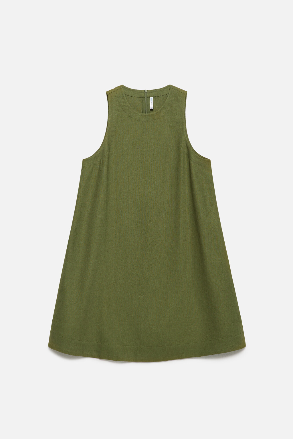 Платье А-силуэта мини льняное - цвет зеленый - 9