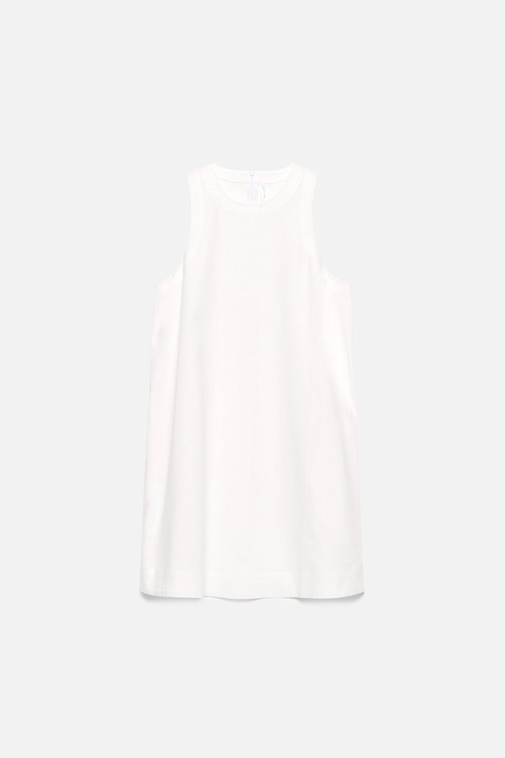Платье А-силуэта мини льняное - цвет белый - 8