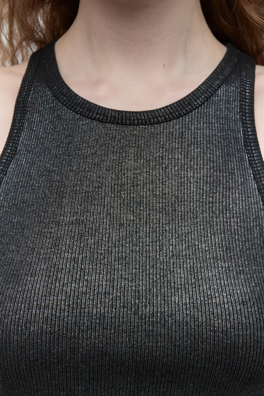 Платье-майка миди хлопковое в рубчик - цвет серый - 6