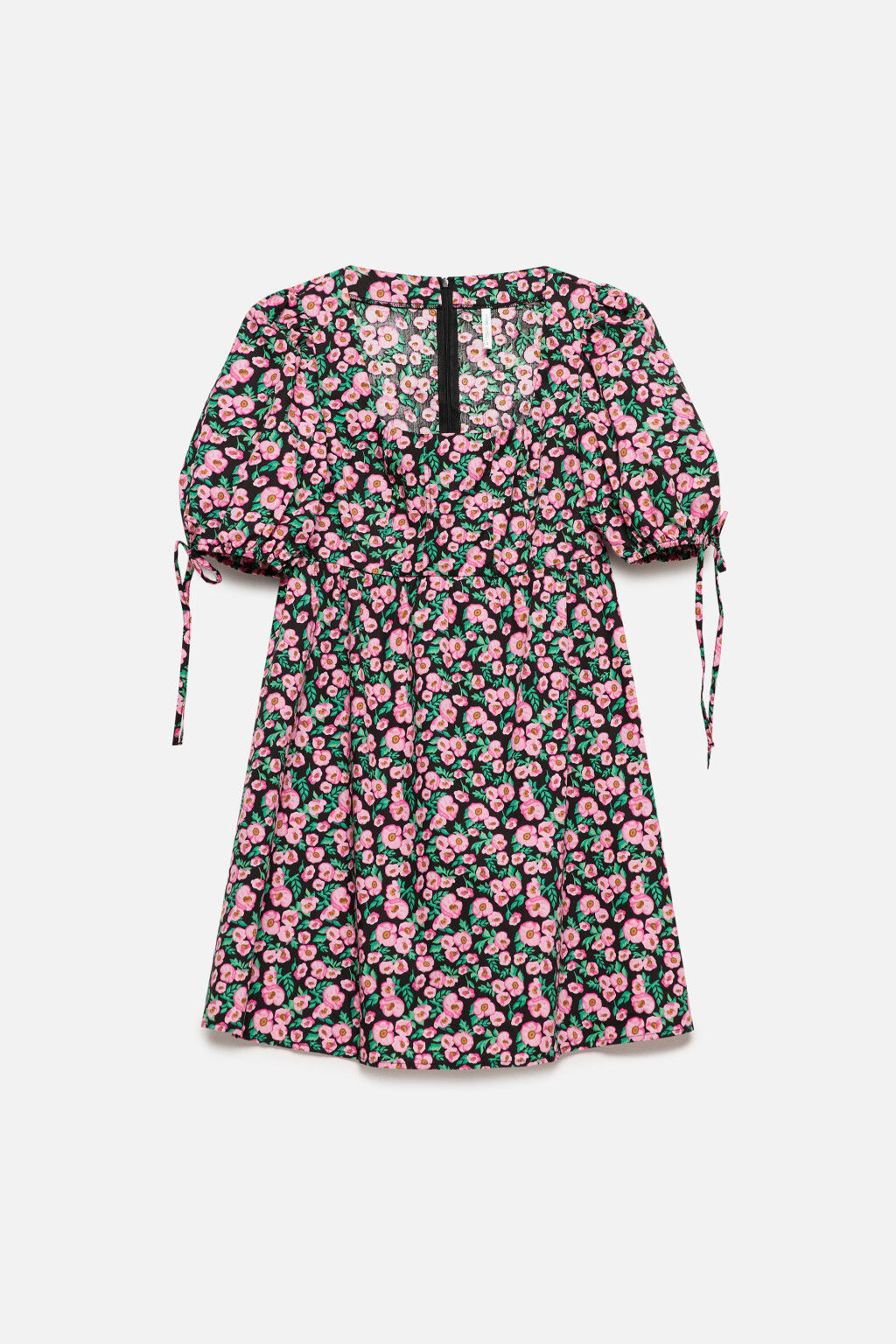 Платье мини приталенное с пышными рукавами - цвет мультиколор - 8