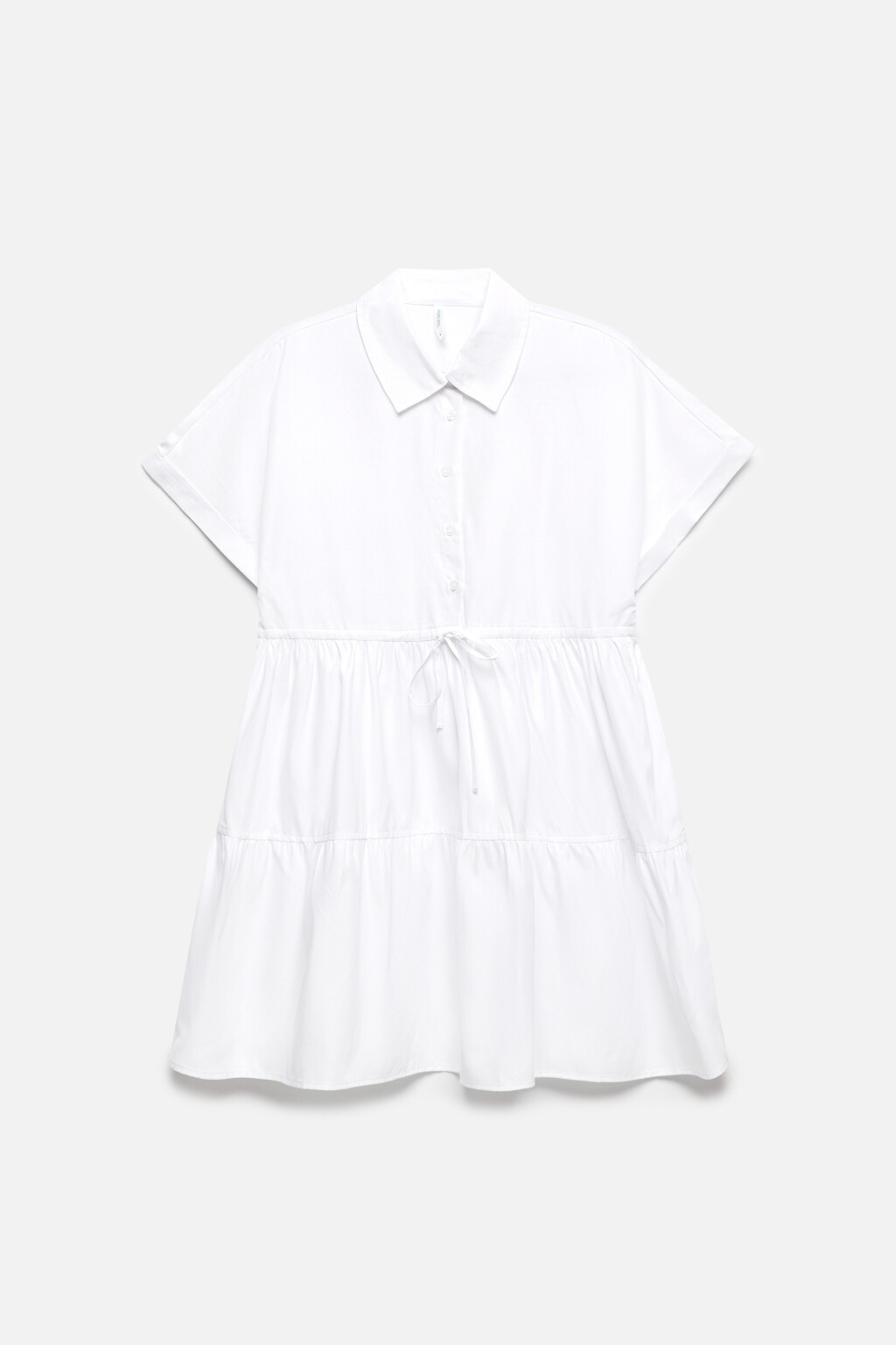 Платье-рубашка мини с ярусной юбкой - цвет белый - 8