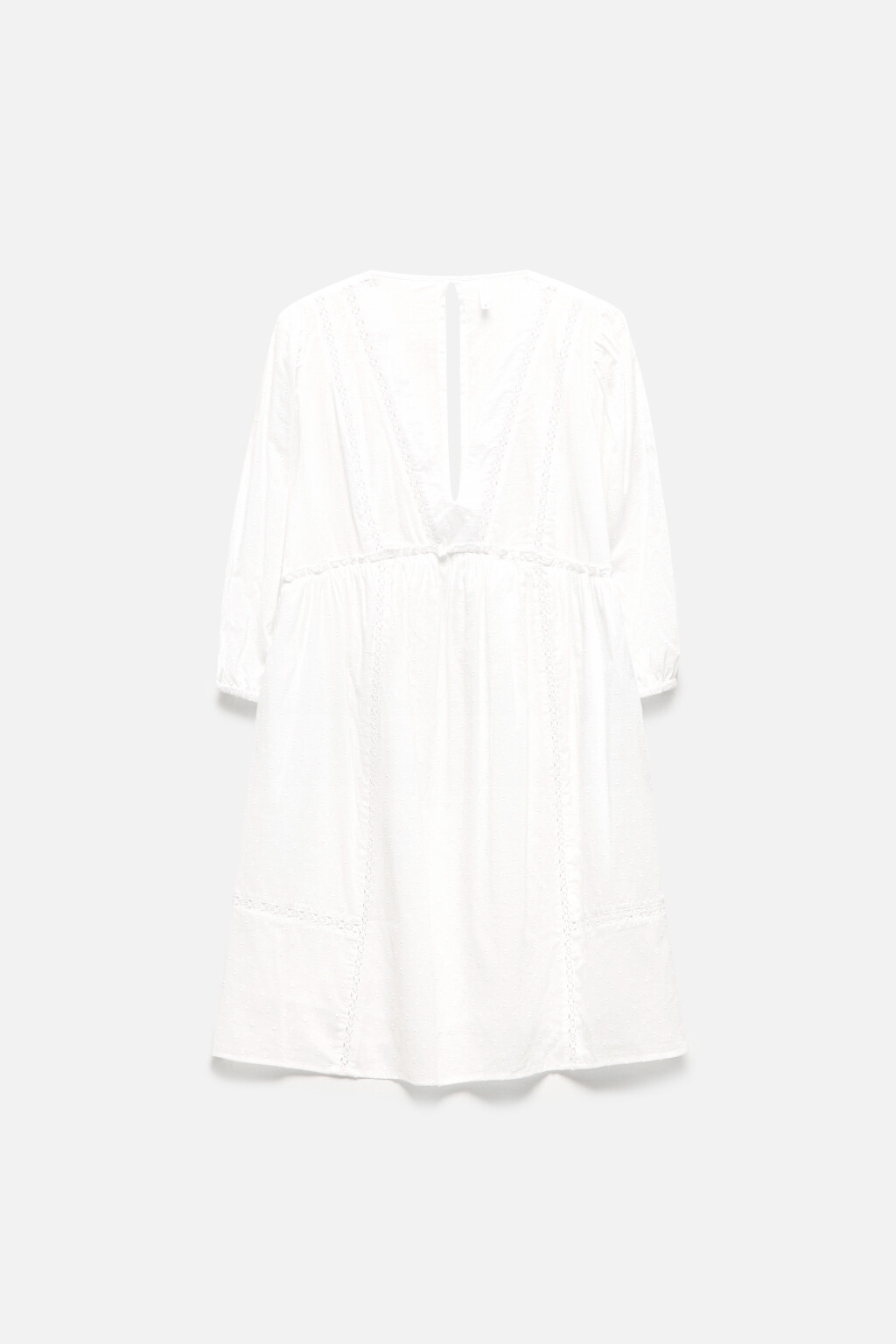 Платье А-силуэта хлопковое с V-вырезом - цвет белый - 8