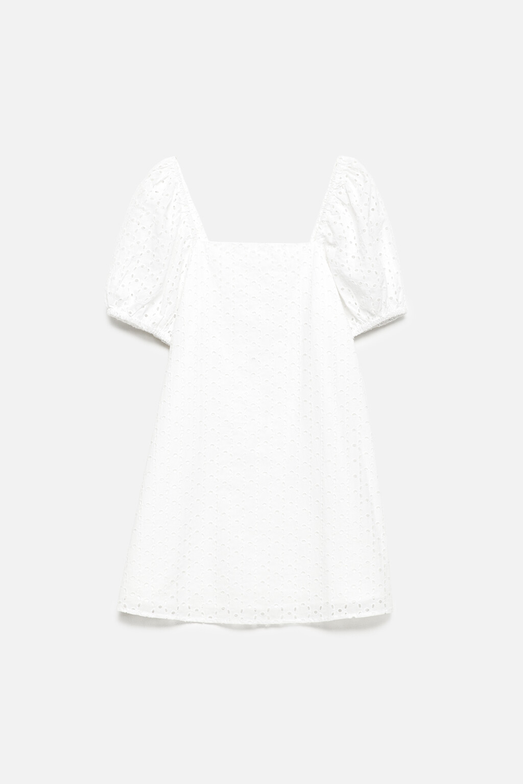 Платье А-силуэта хлопковое ажурное - цвет белый - 8
