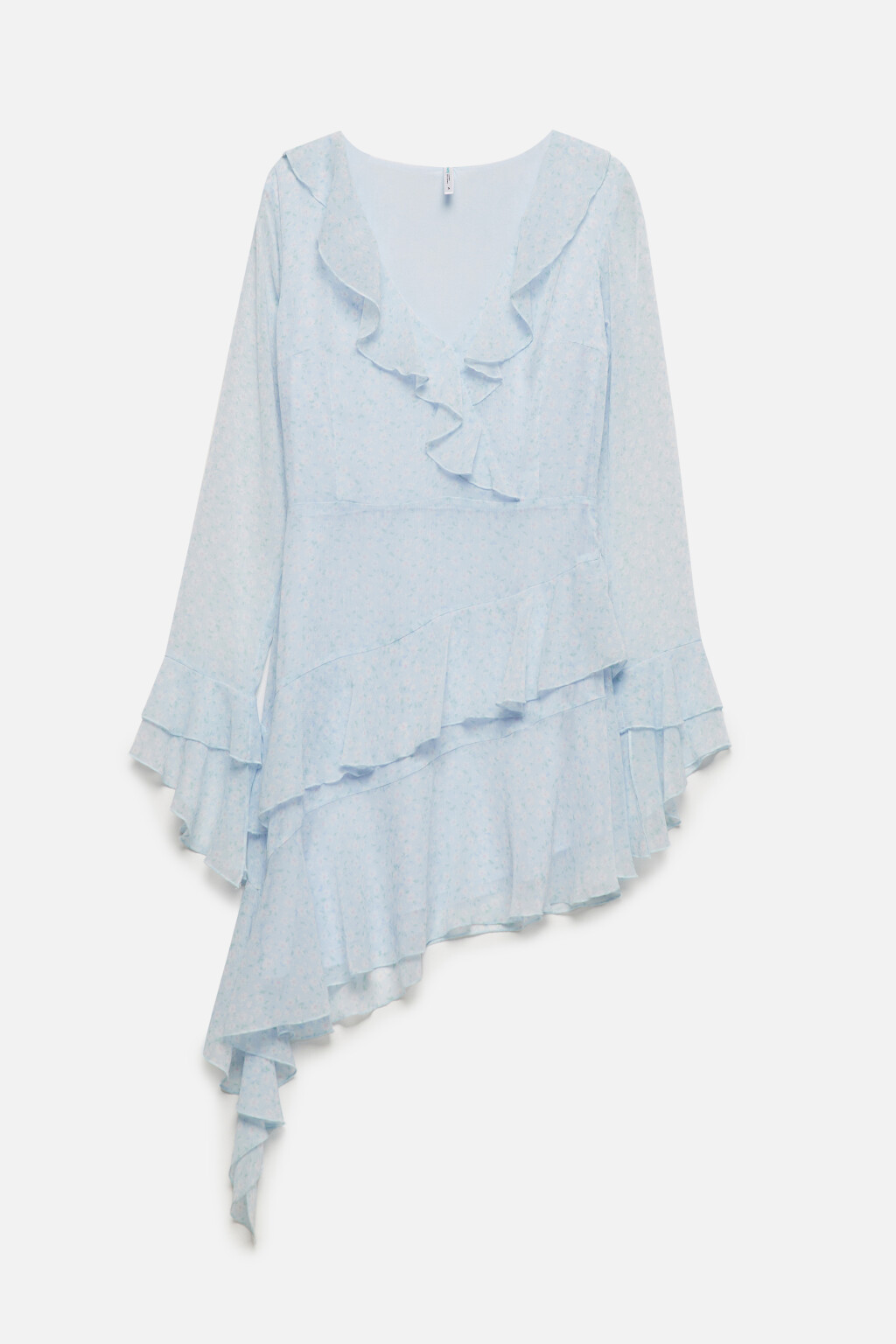 Платье мини шифоновое с воланами - цвет голубой - 8