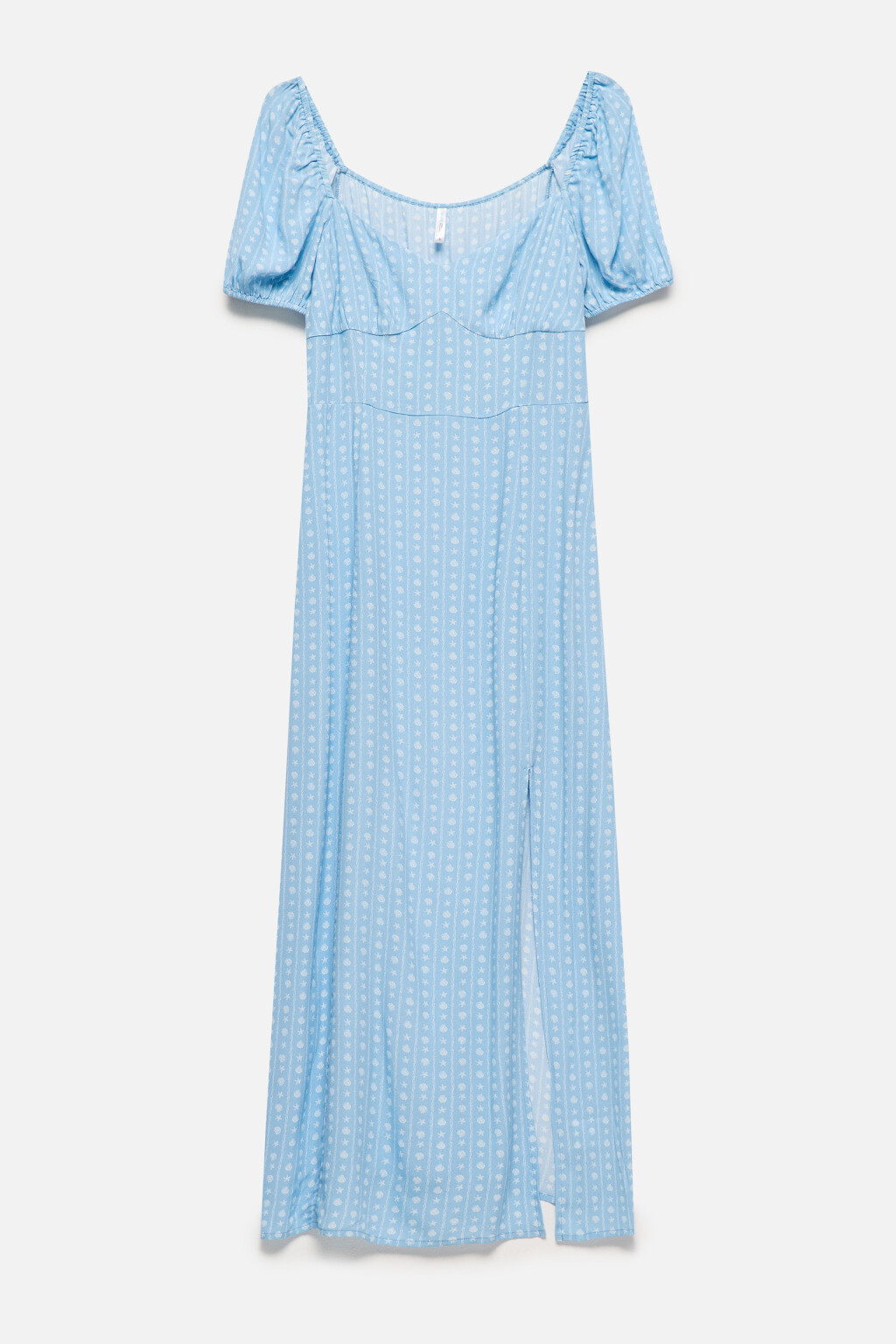 Платье миди вискозное с разрезом и принтом - цвет голубой - 8