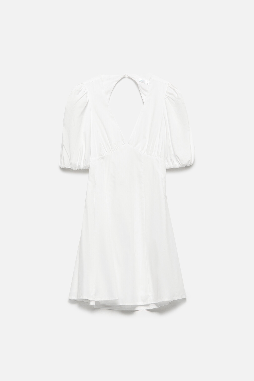 Платье мини хлопковое с вырезом на спинке - цвет белый - 8
