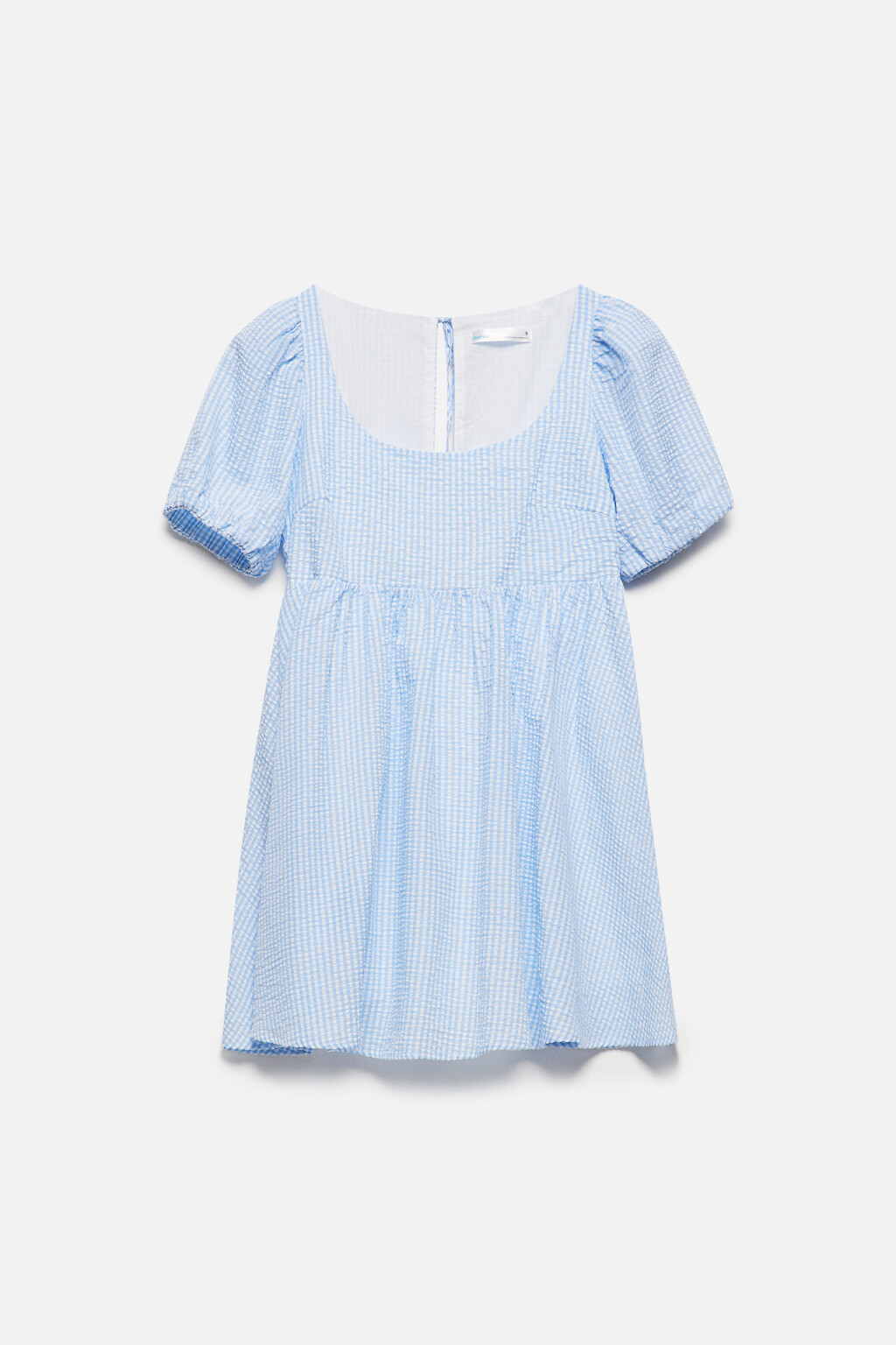 Платье baby-doll мини с коротким рукавом - цвет голубой - 8