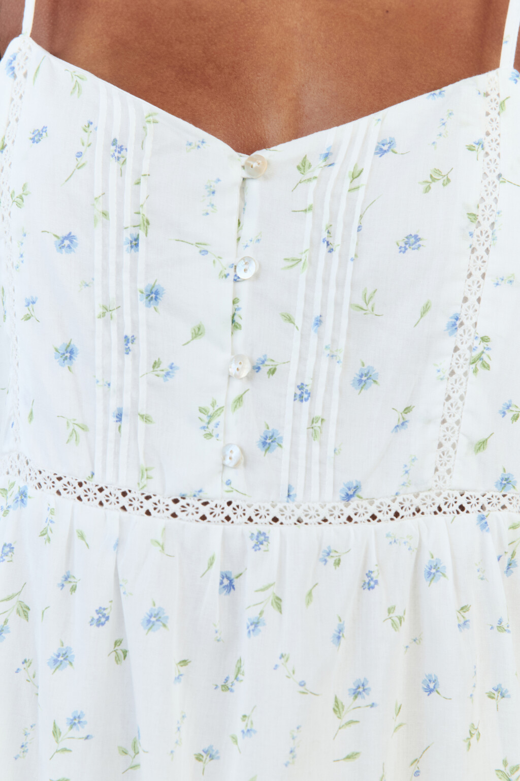 Сарафан-трапеция хлопковый на тонких бретелях - цвет белый - 6